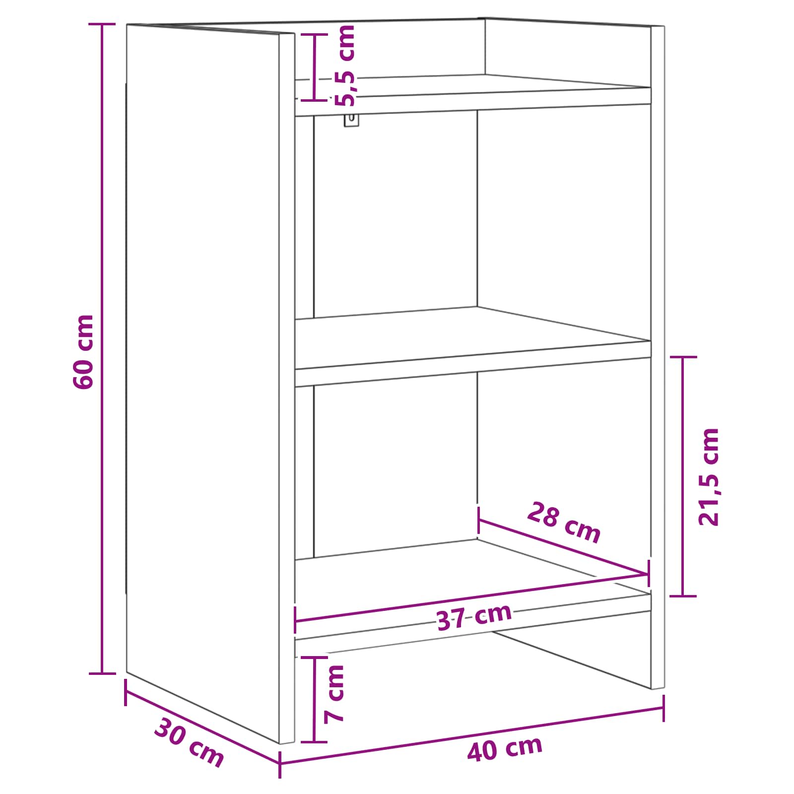 Noćni ormarići 2 pcs Crni hrast 40 x 30 x 60 cm