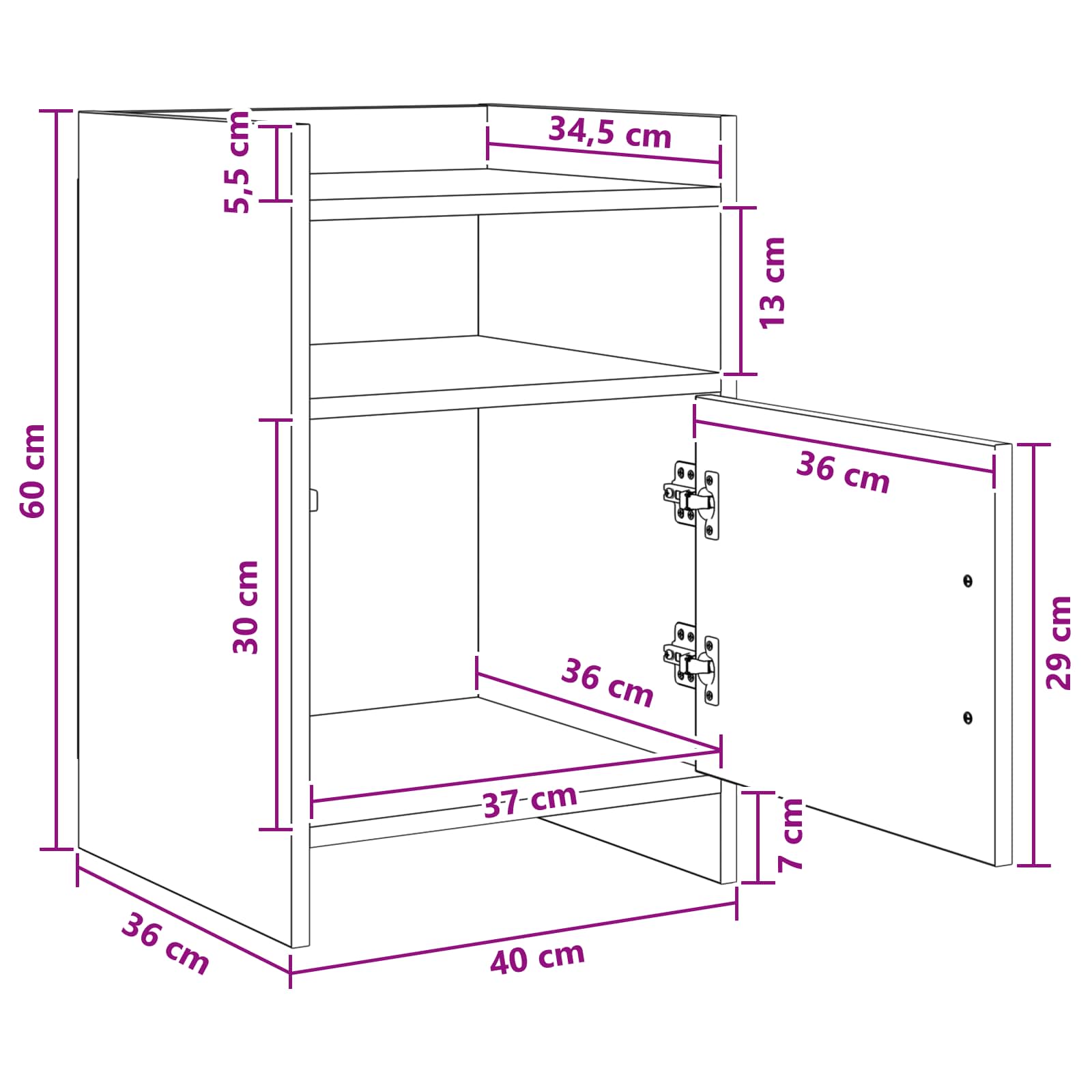 Noćni ormarići 2 pcs Hrast sonoma 40 x 36 x 60 cm