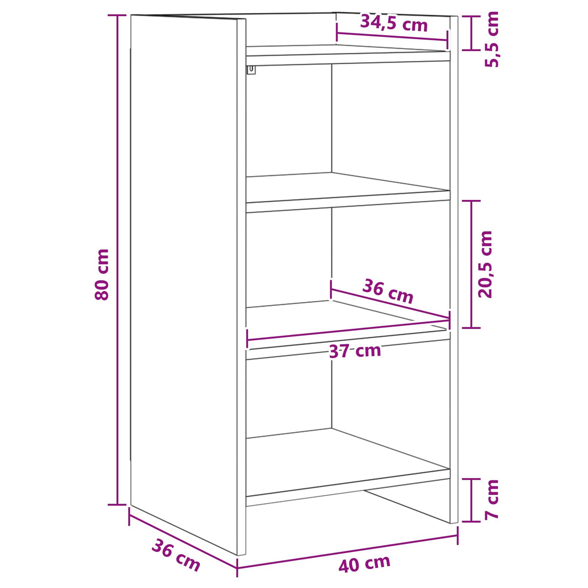 Kreveta Dimljeni hrast 40 x 36 x 80 cm Konstruirano drvo