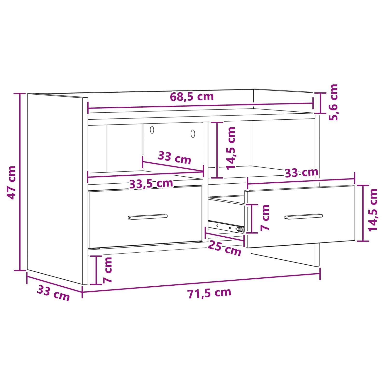 TV ormar 71,5 x 33 x 47 cm Dimljeni hrast Konstruirano drvo