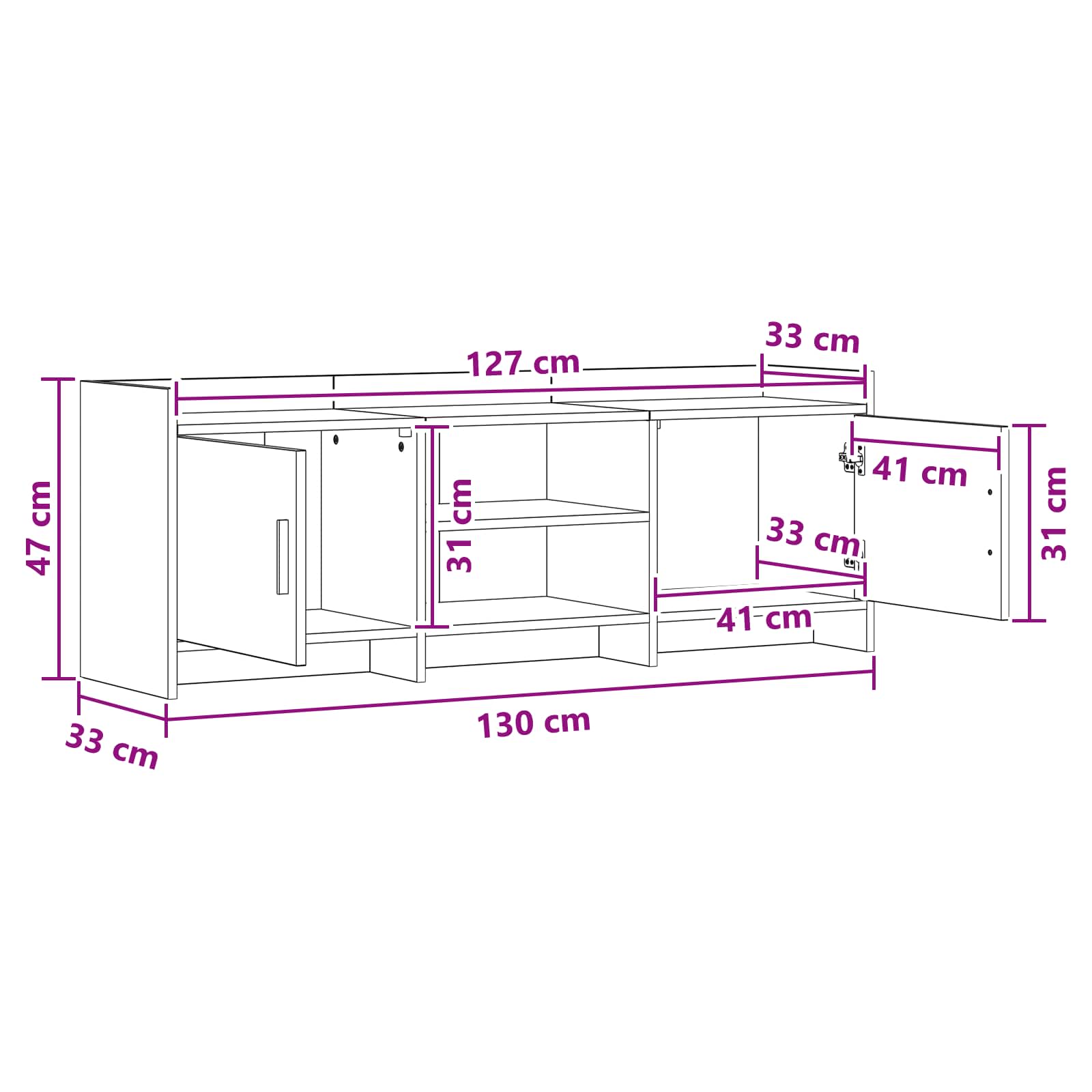 TV ormar 130 x 33 x 47 cm Staro drvo Konstruirano drvo