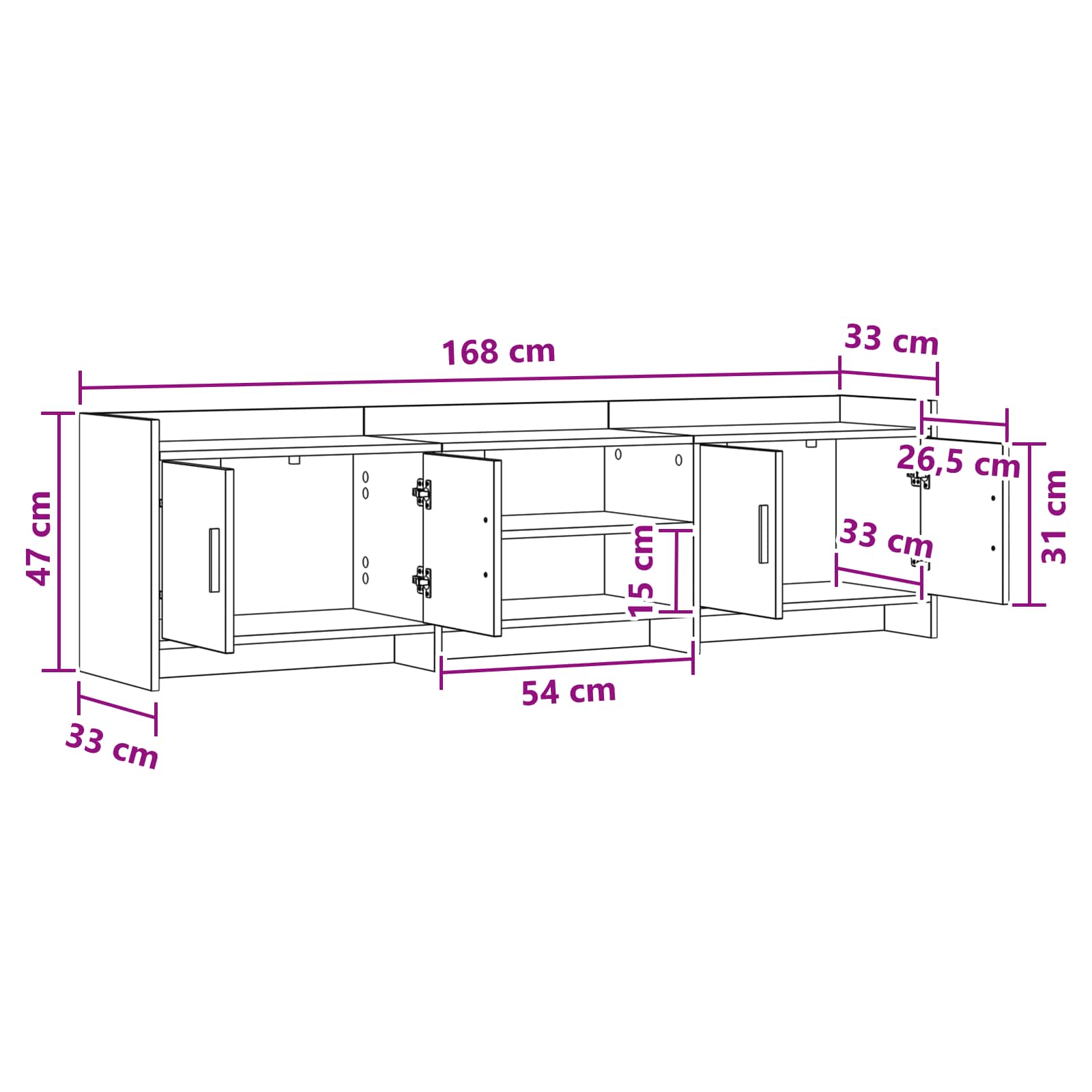 TV ormar 168 x 33 x 47 cm Dimljeni hrast Konstruirano drvo