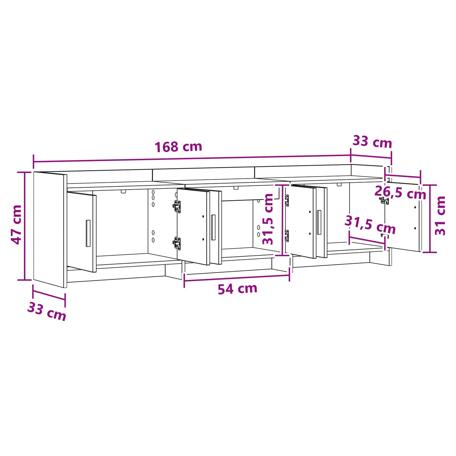 TV ormar 168 x 33 x 47 cm Dimljeni hrast Konstruirano drvo