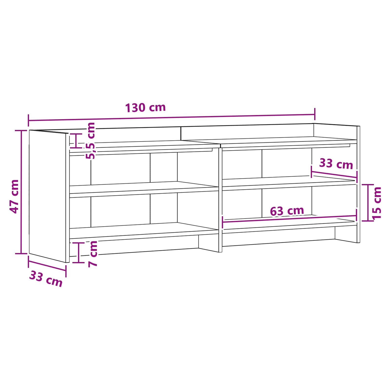 TV ormar 135 x 33 x 47 cm Bijela Konstruirano drvo