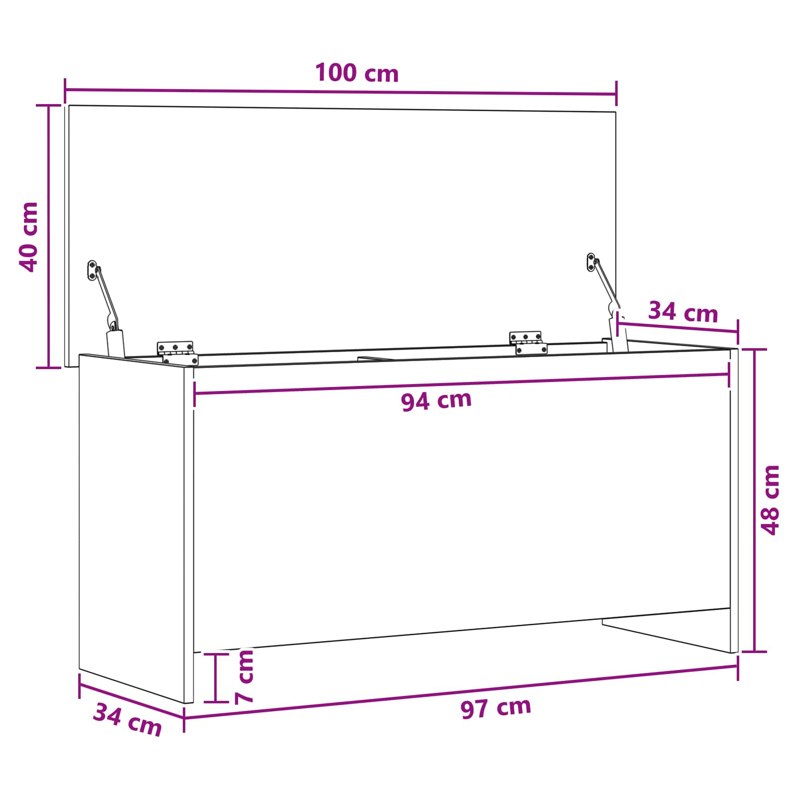 Skladišni kovčeg s pohranom Hrast artisan 100 x 40 x 50 cm