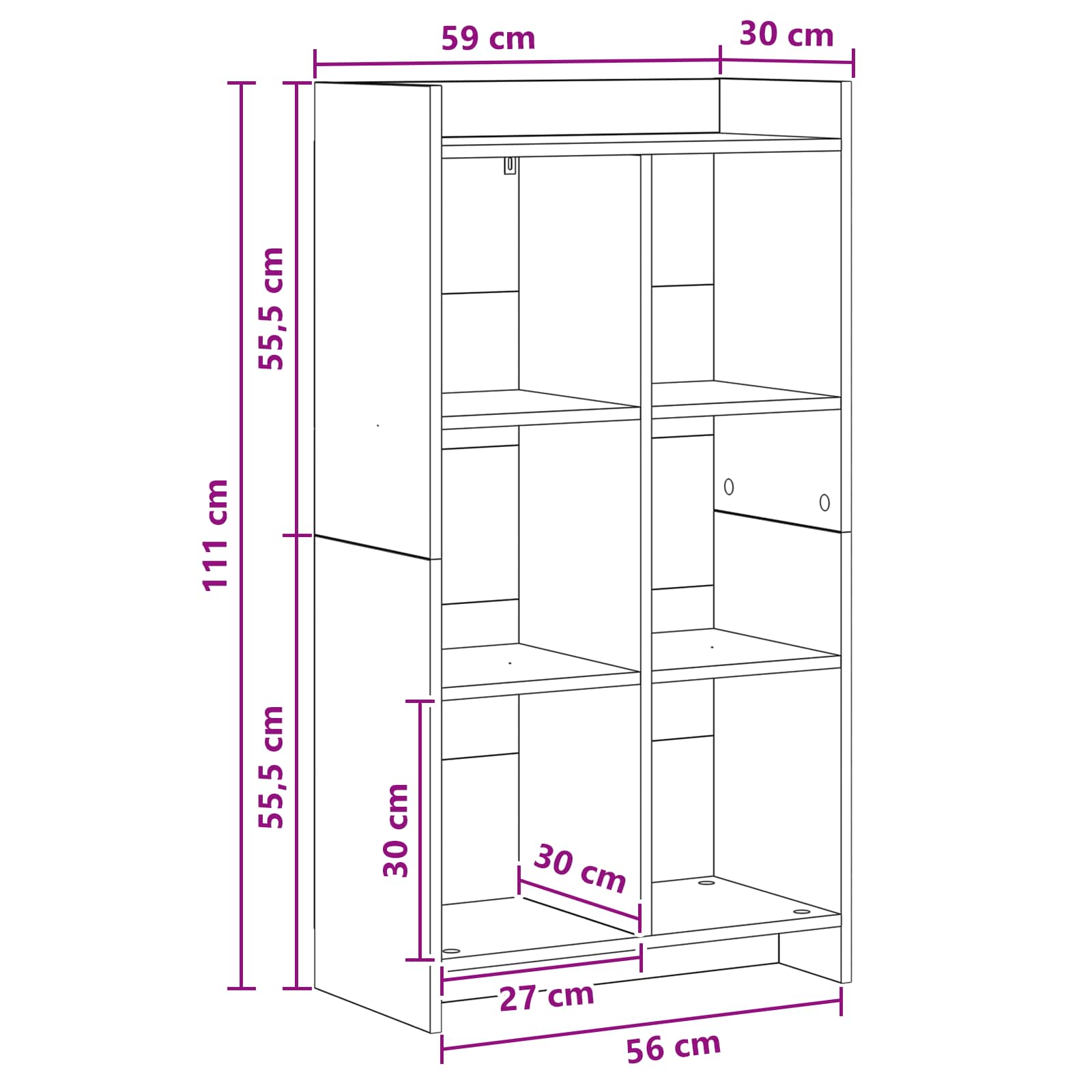 Police za knjige Staro drvo 59 x 30 x 111 cm Konstruirano drvo