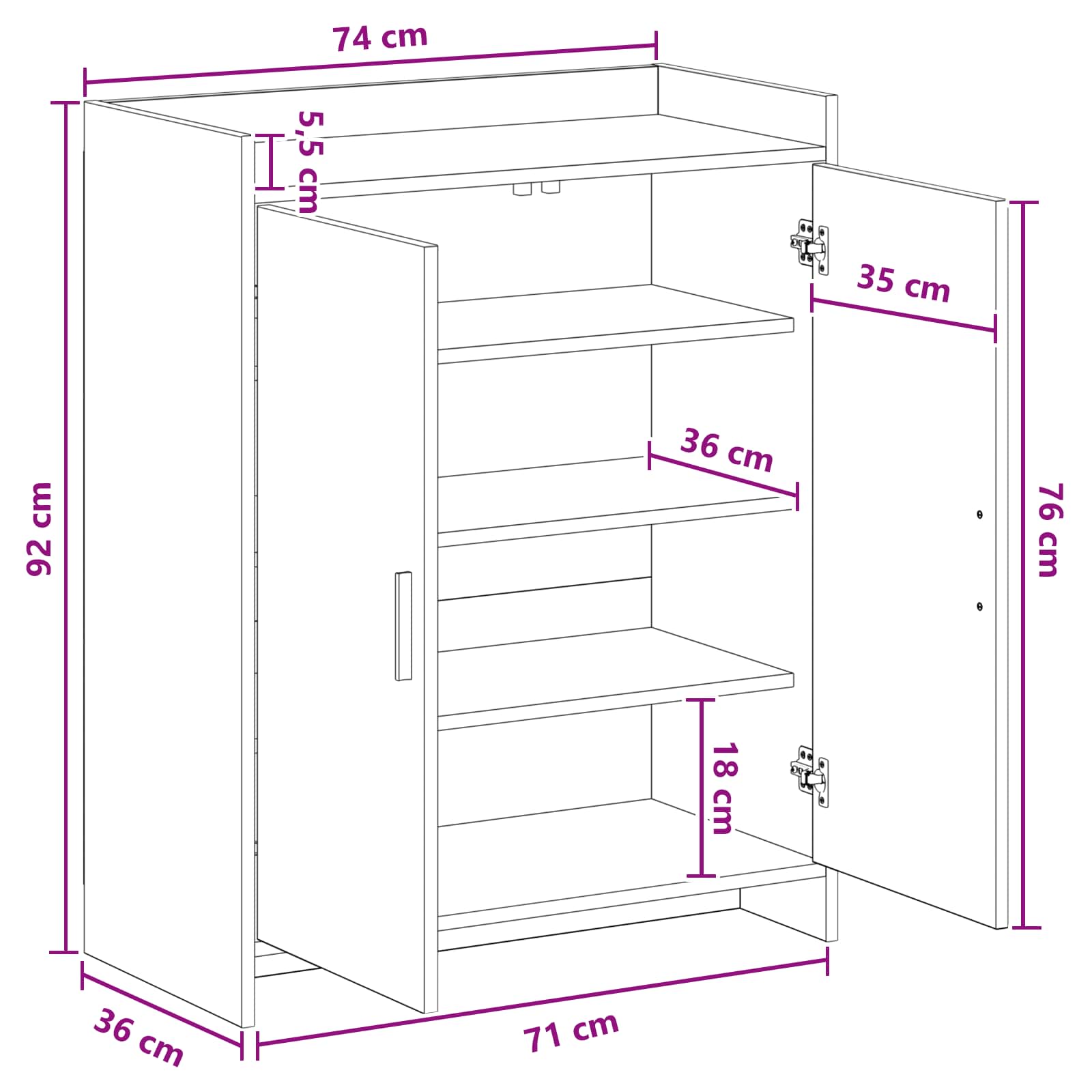 Ormar za cipele s pohranom Hrast sonoma 73,5 x 36 x 92 cm