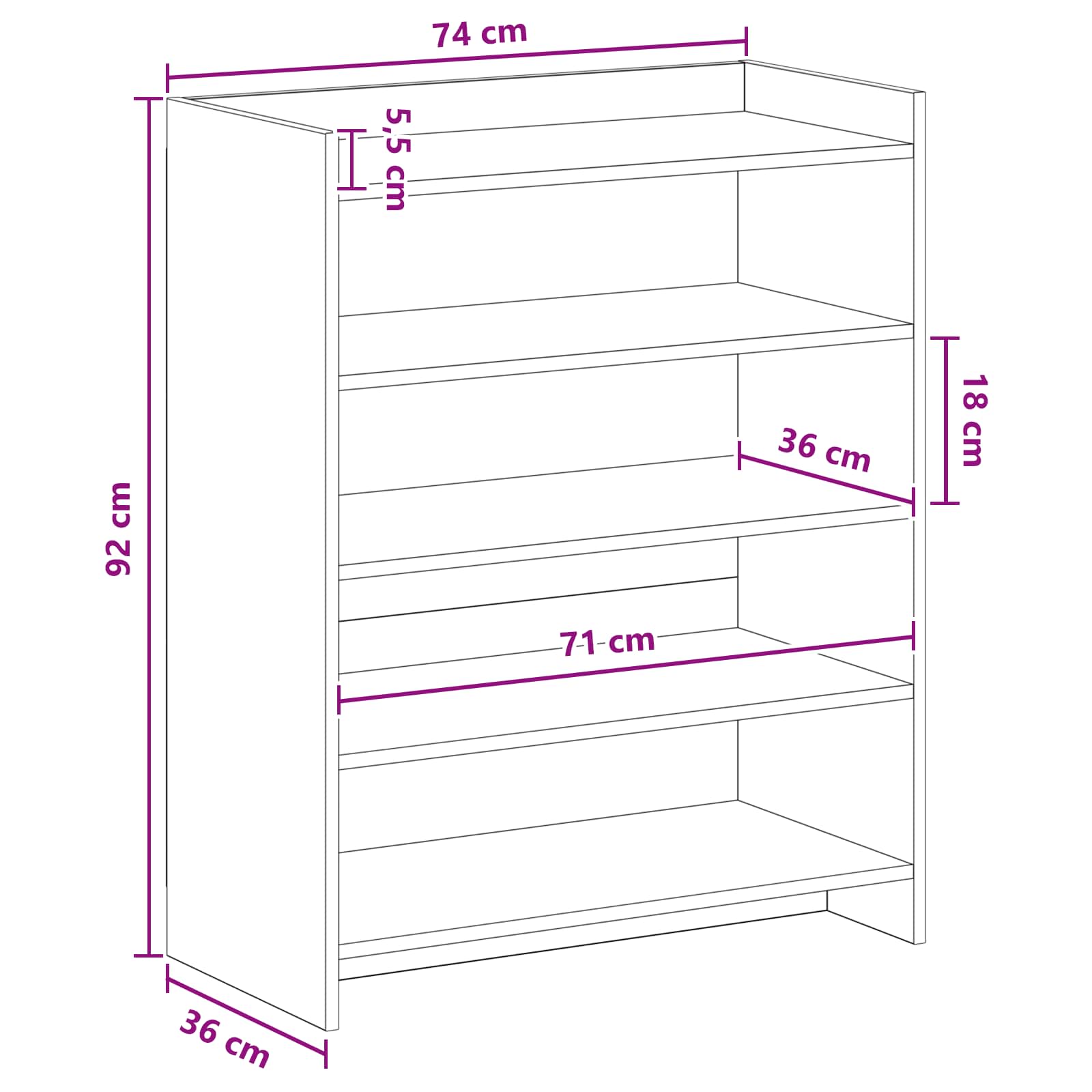 Ormar za cipele s pohranom Betonska siva 73,5 x 36 x 92 cm