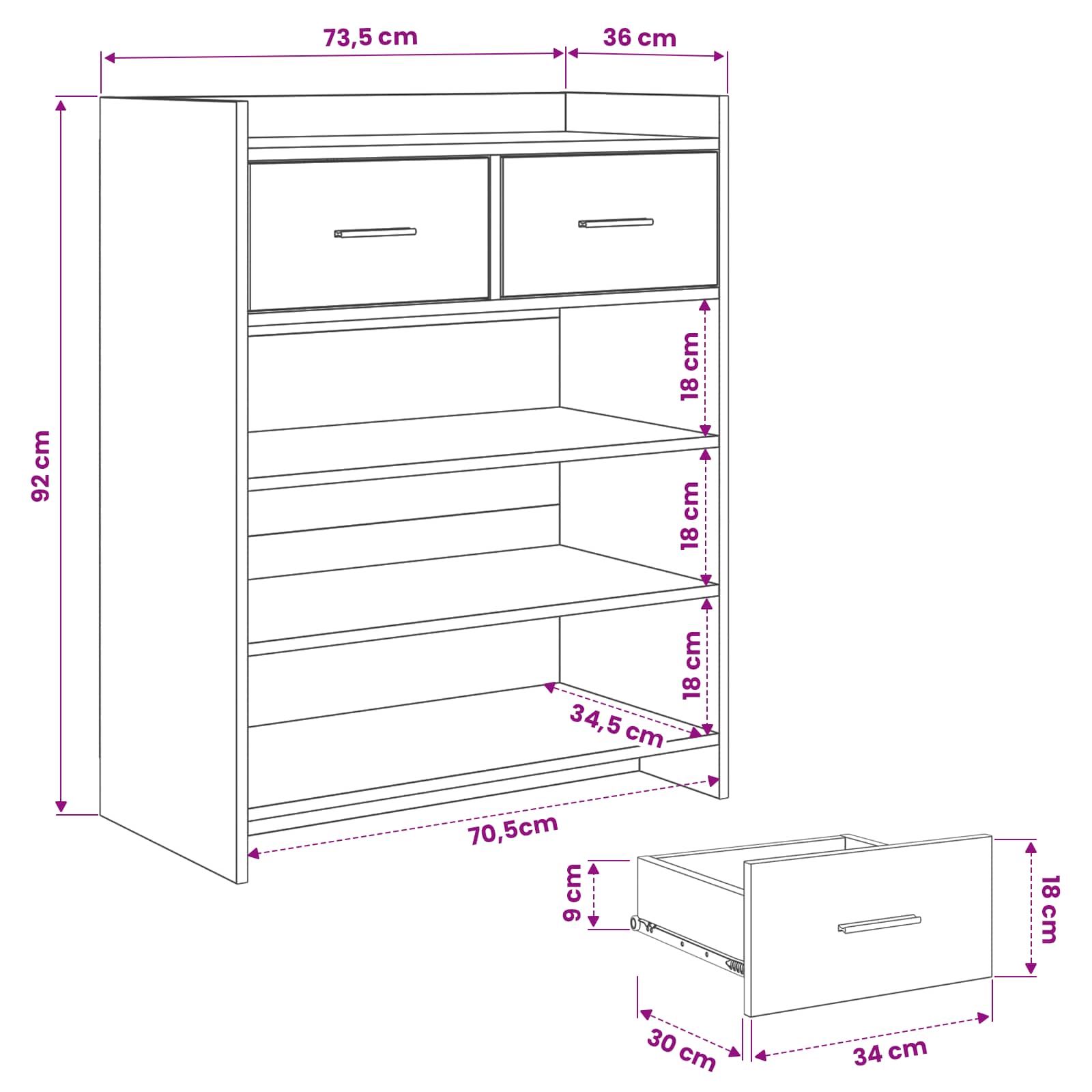 Ormar za cipele Siva Sonoma 73,5 x 36 x 92 cm Konstruirano drvo