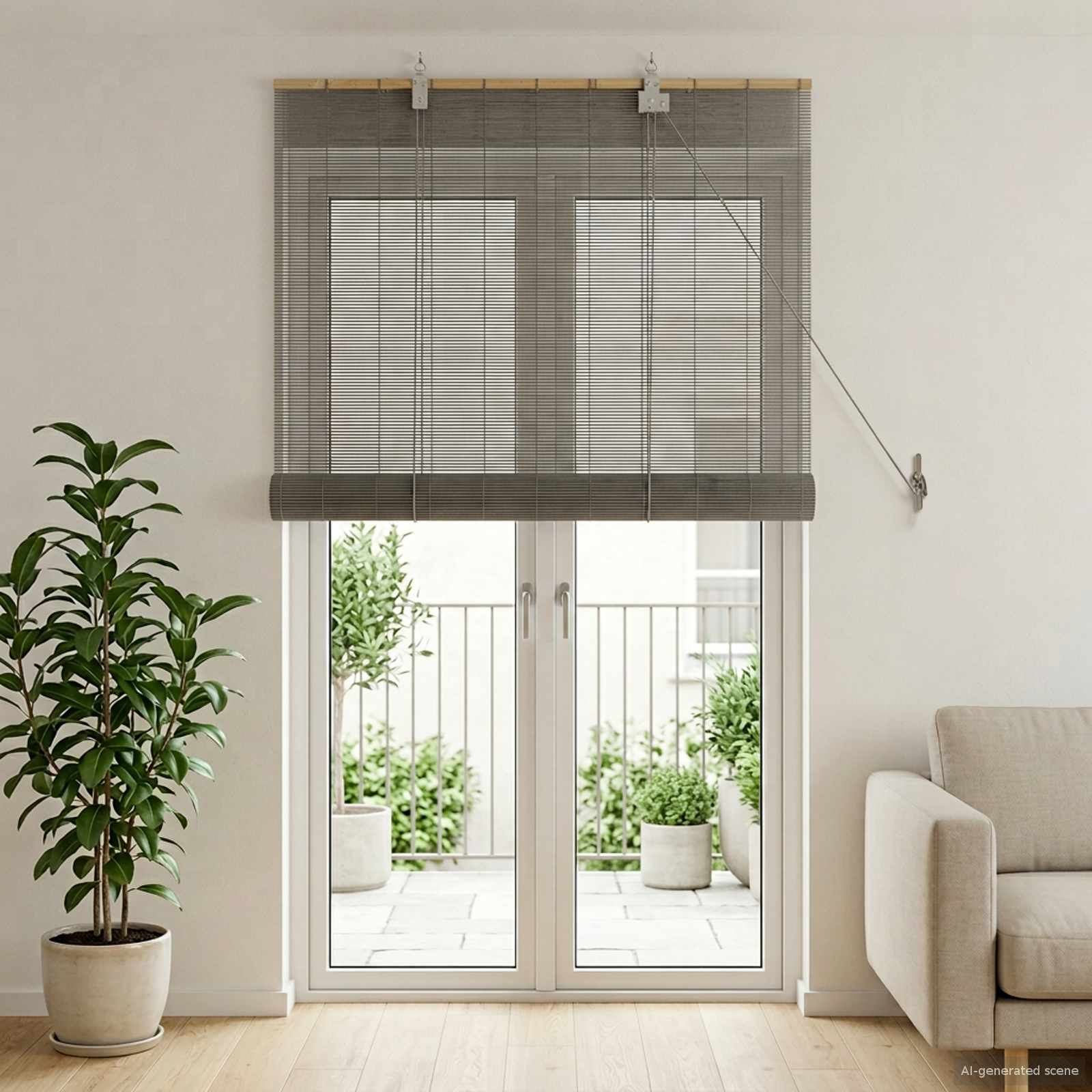 Rolo zavjesa Siva 90 x 220 cm Bambus