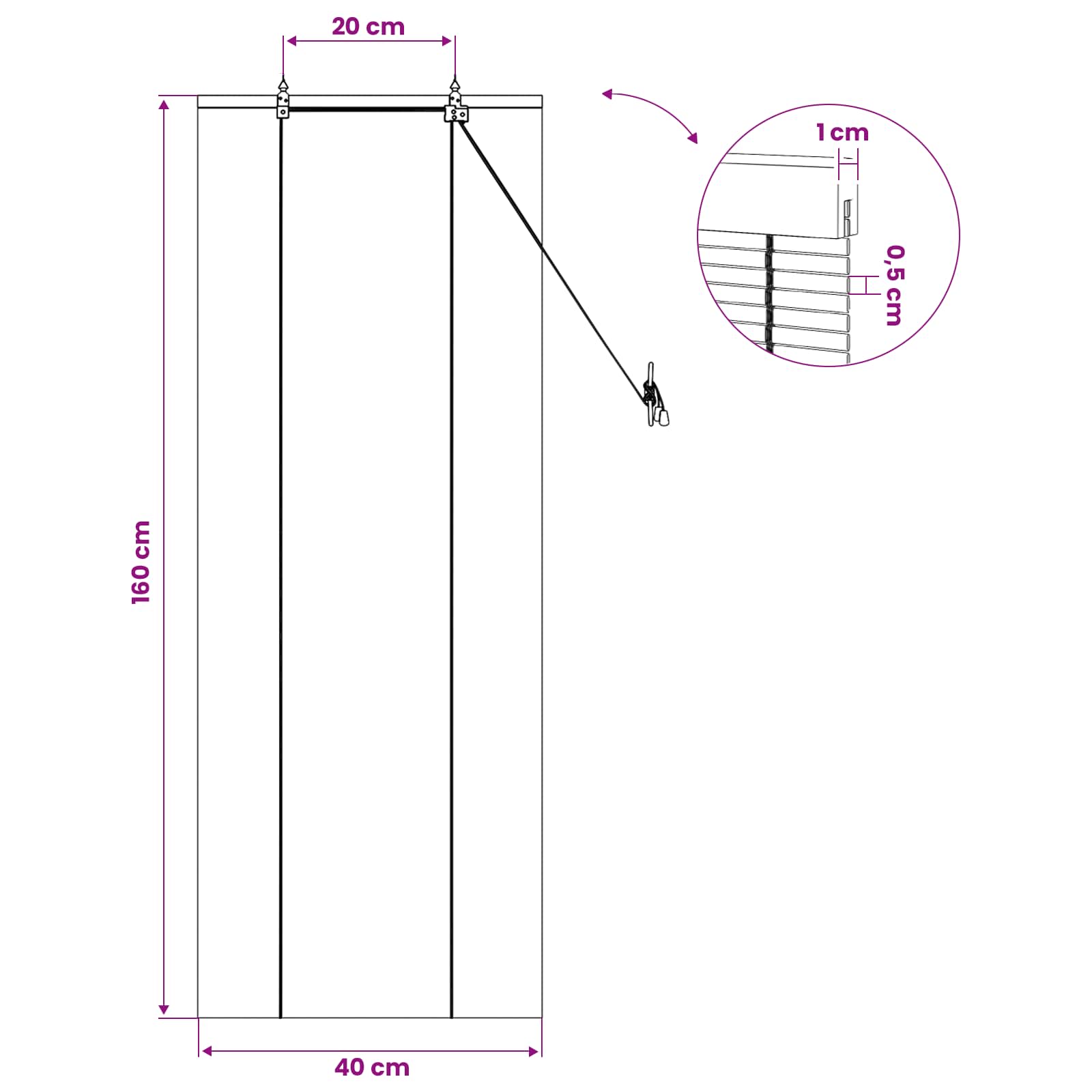 Rolo zavjesa Prirodna 40 x 160 cm Bambus