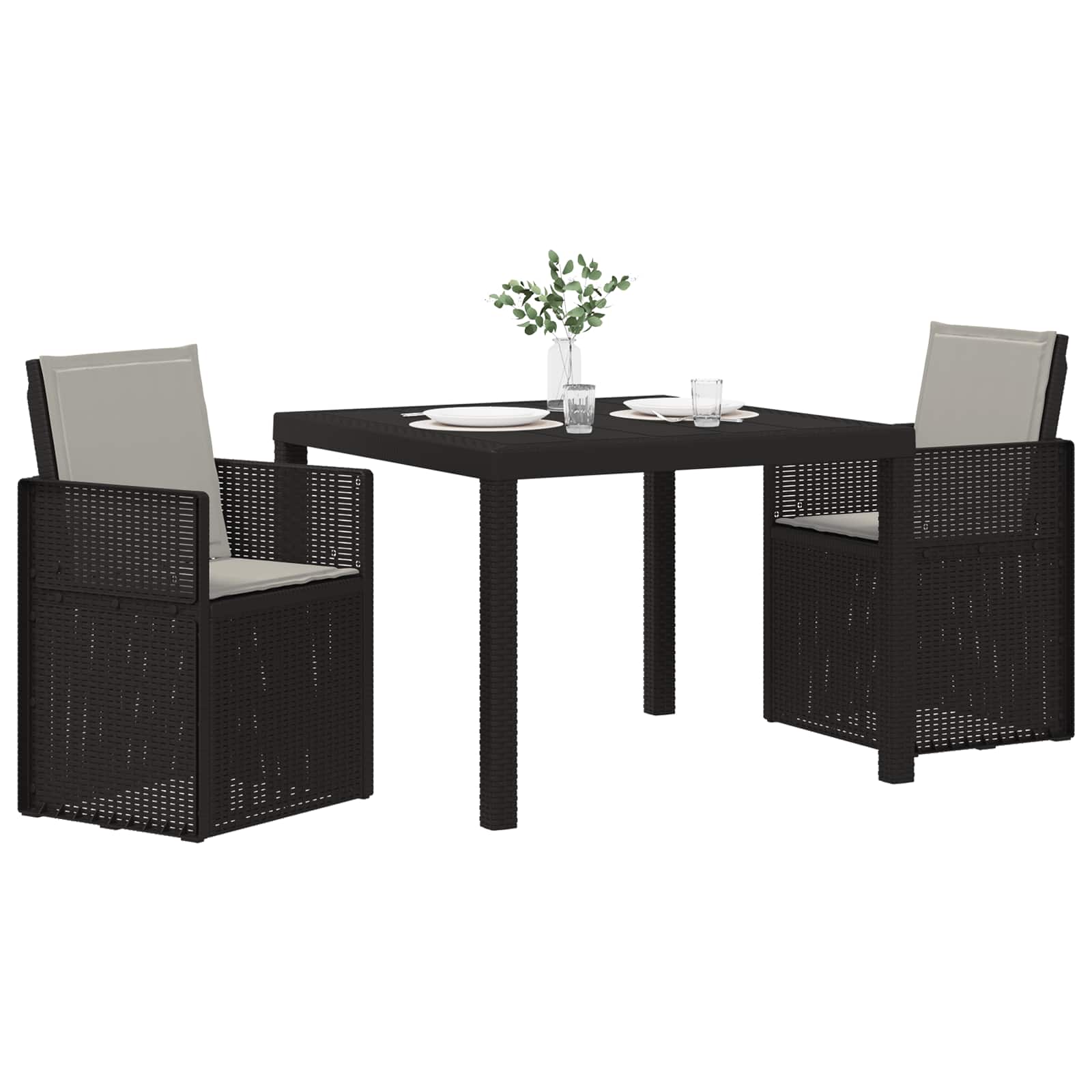 Vrtni set za objed s jastukom 3 pcs Antracit i Svjetlosiva PP