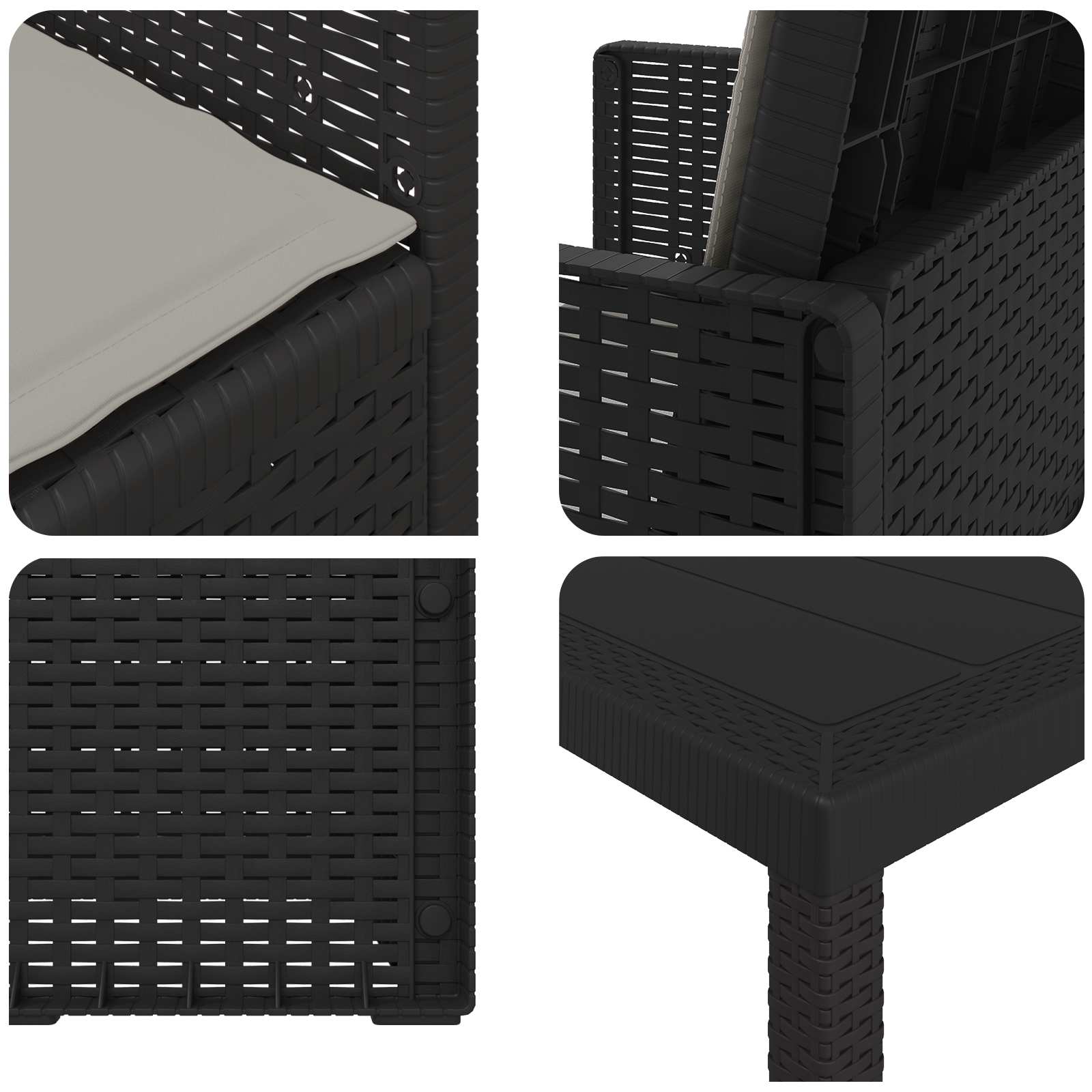 Vrtni set za objed s jastukom 5 pcs Antracit i Svjetlosiva PP