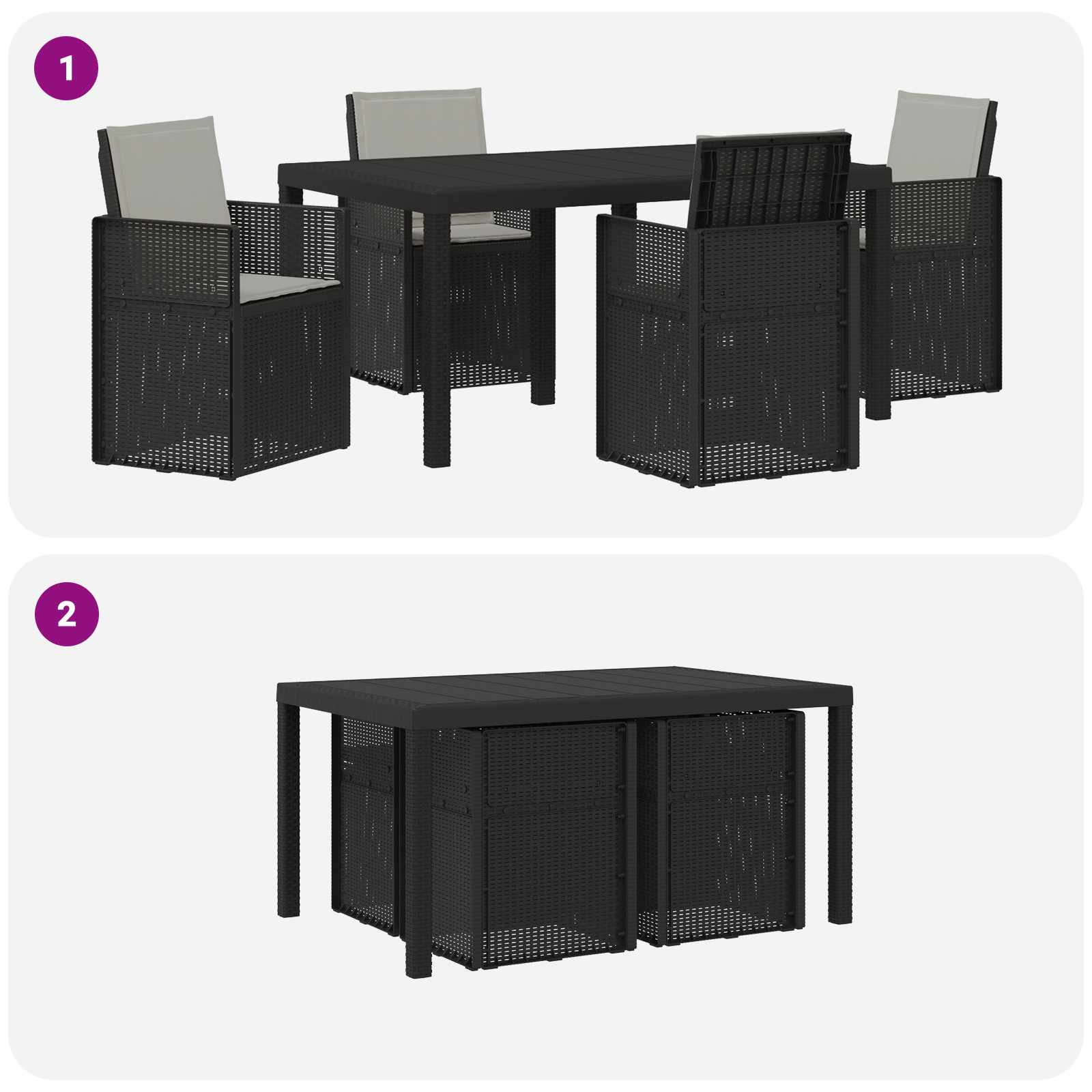 Vrtni set za objed s jastukom 5 pcs Antracit i Svjetlosiva PP