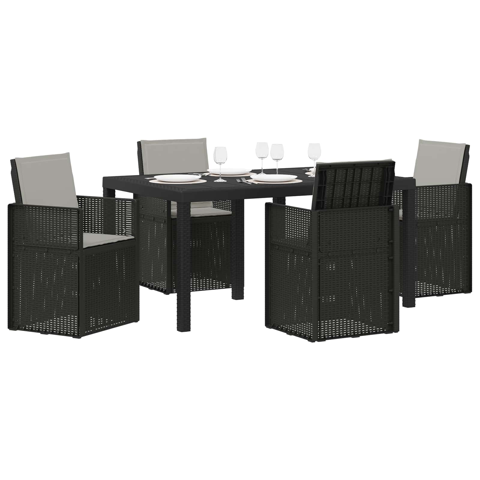 Vrtni set za objed s jastukom 5 pcs Antracit i Svjetlosiva PP