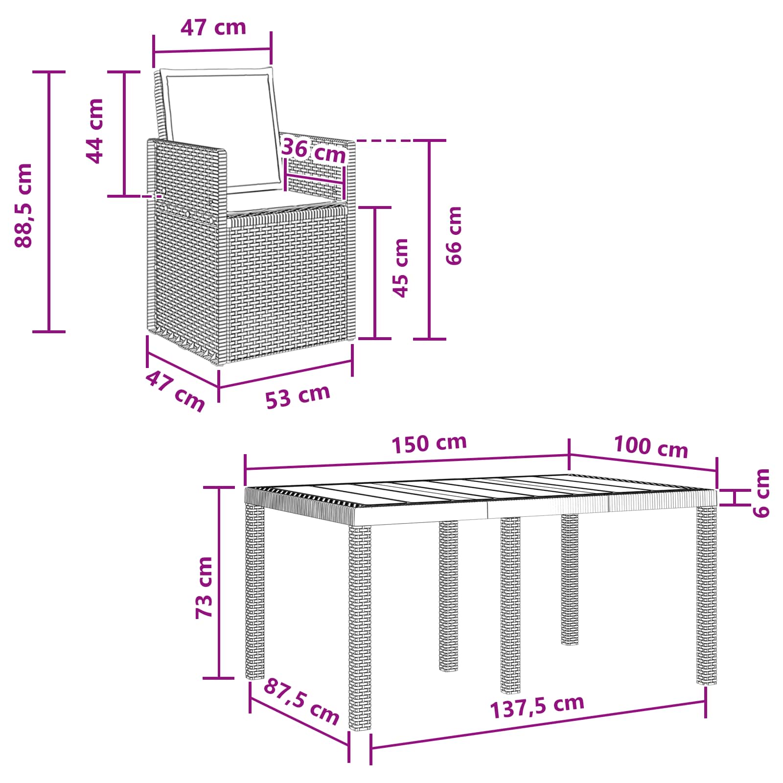 Vrtni set za objed s jastukom 5 pcs Smeđa i svjetlosiva PP