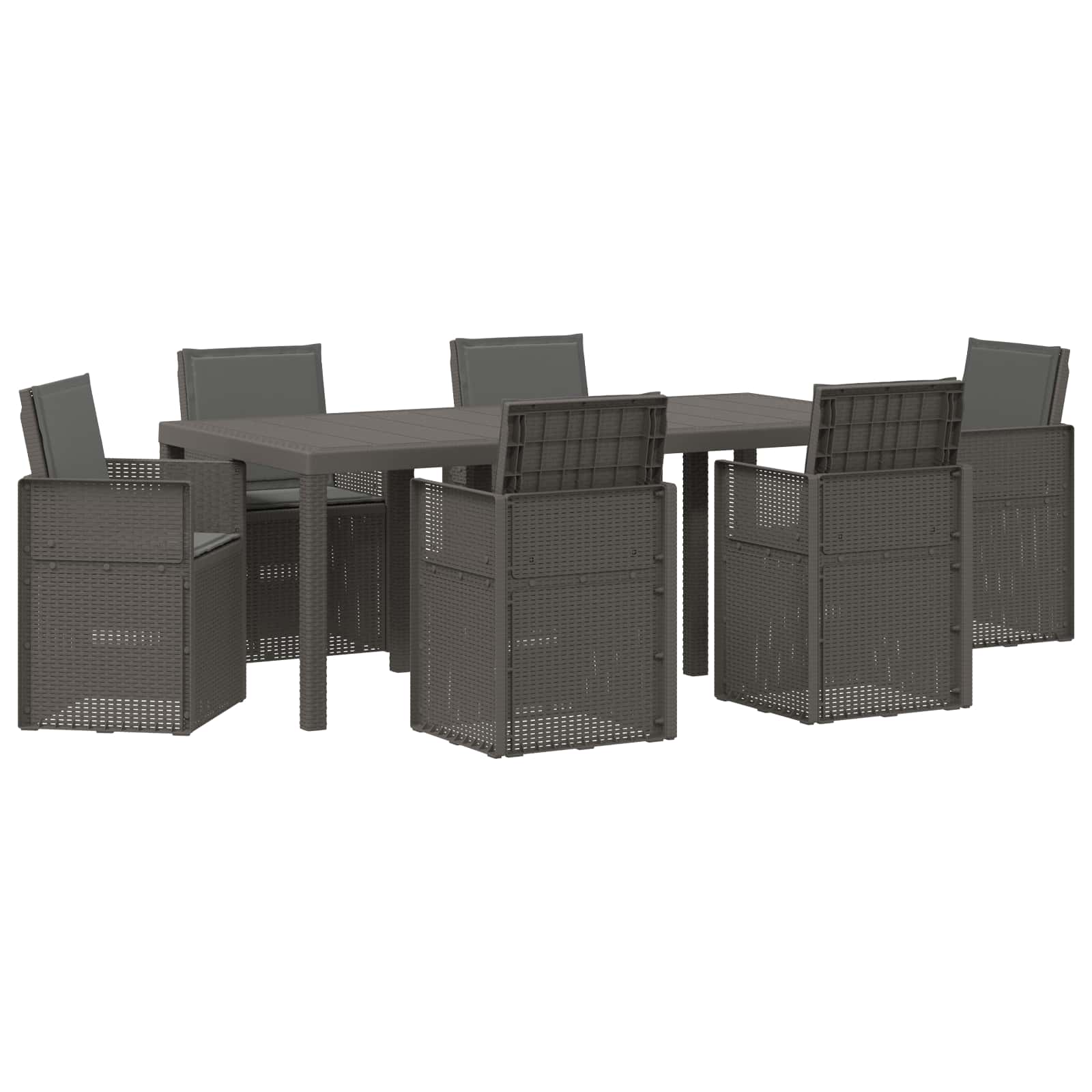 Vrtni set za objed s jastukom 7 pcs Svjetlosiva i antracit PP