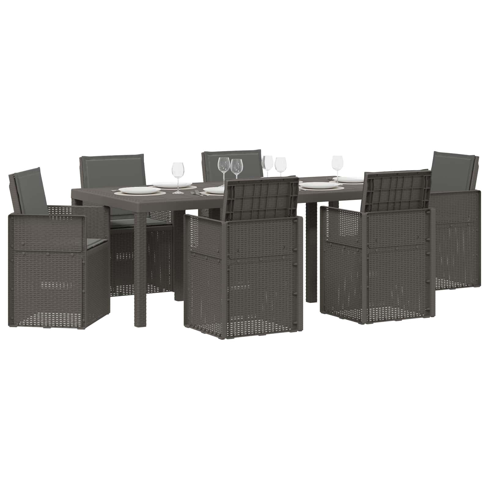 Vrtni set za objed s jastukom 7 pcs Svjetlosiva i antracit PP