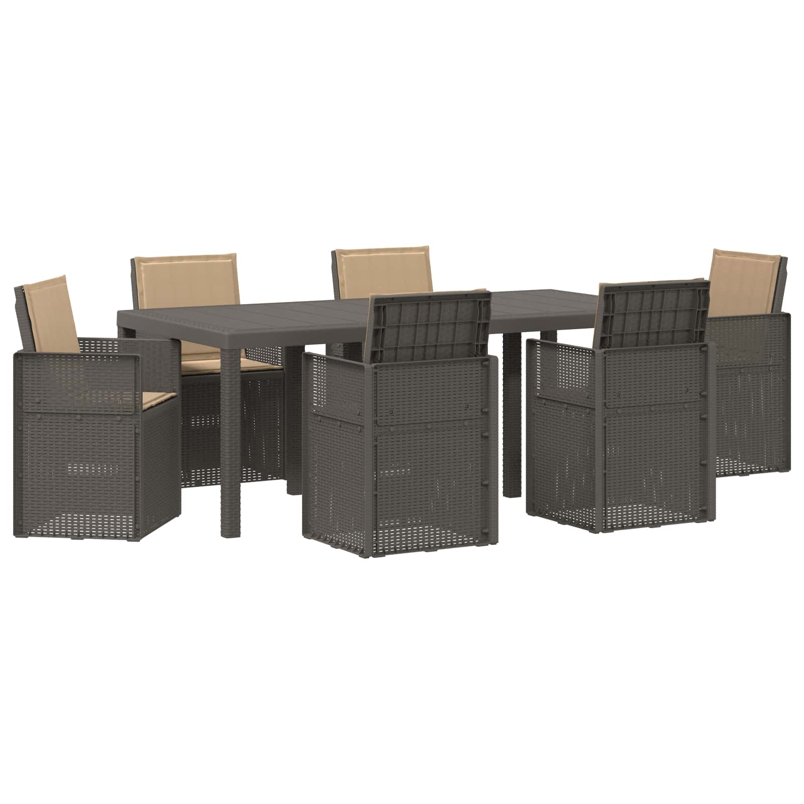 Vrtni set za objed s jastukom 7 pcs Svijetlosiva i taupe PP
