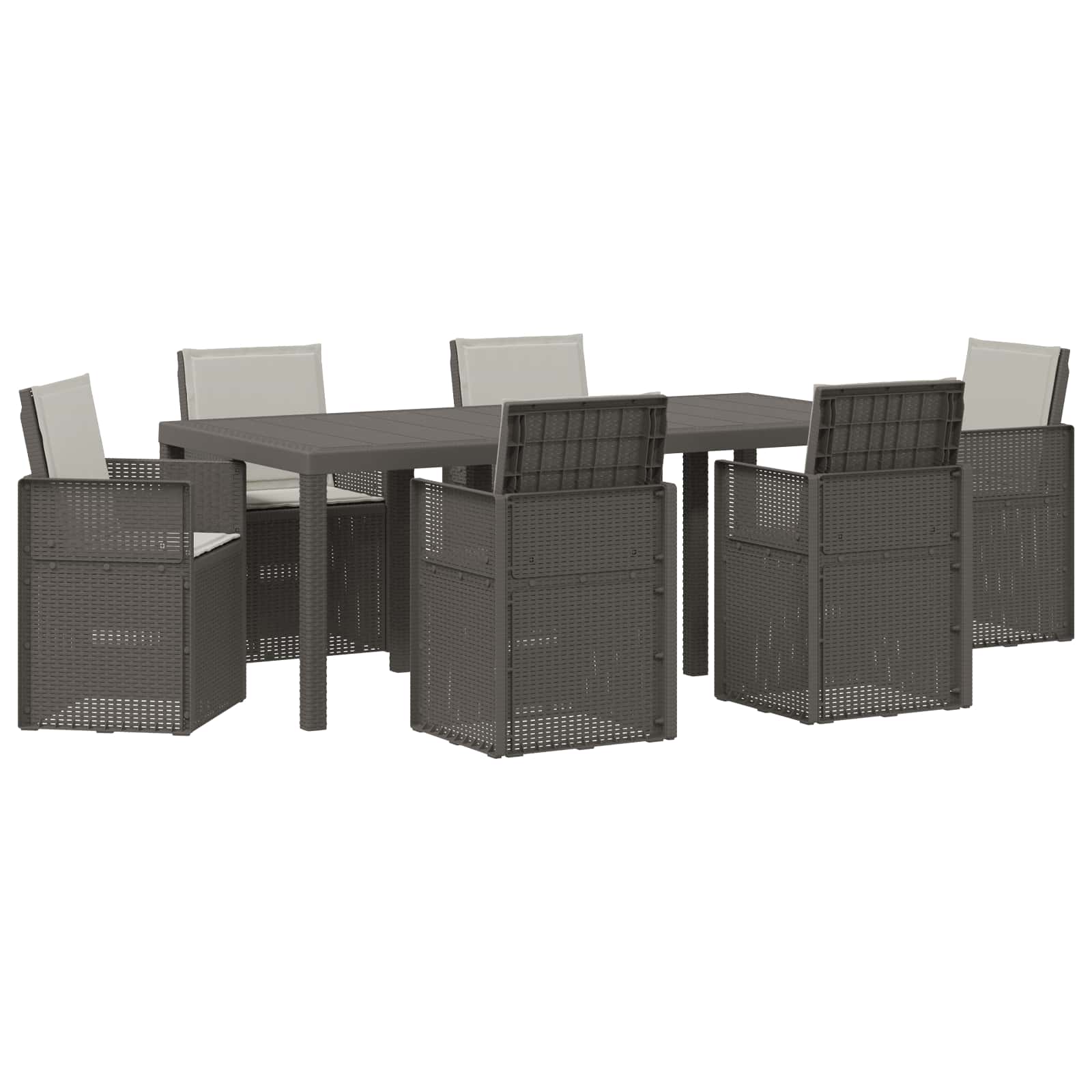 Vrtni set za objed s jastukom 7 pcs Svjetlosiva PP