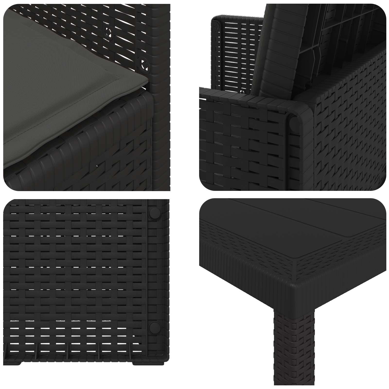 Vrtni set za objed s jastukom 9 pcs Antracit PP
