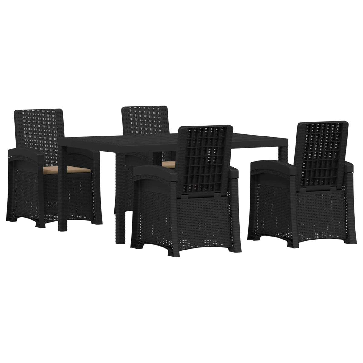 Vrtni set za objed 5 kom. Antracit i sivosmeđa PP 150 cm