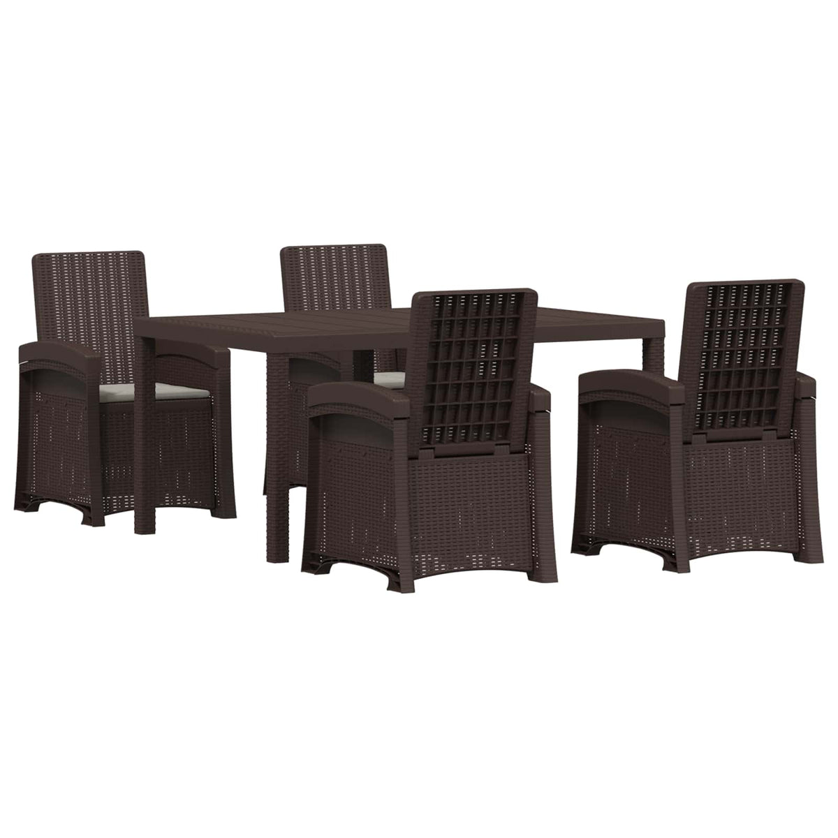 Vrtni set za objed 5 kom. Smeđa i svjetlosiva PP 150 cm