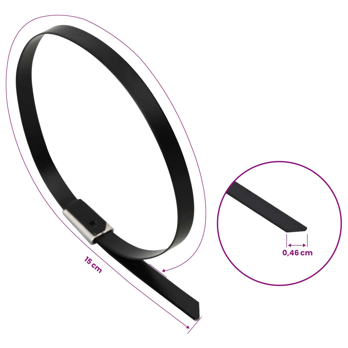 Veza za kabel 50 kom. 4,6 x 150 mm Crna