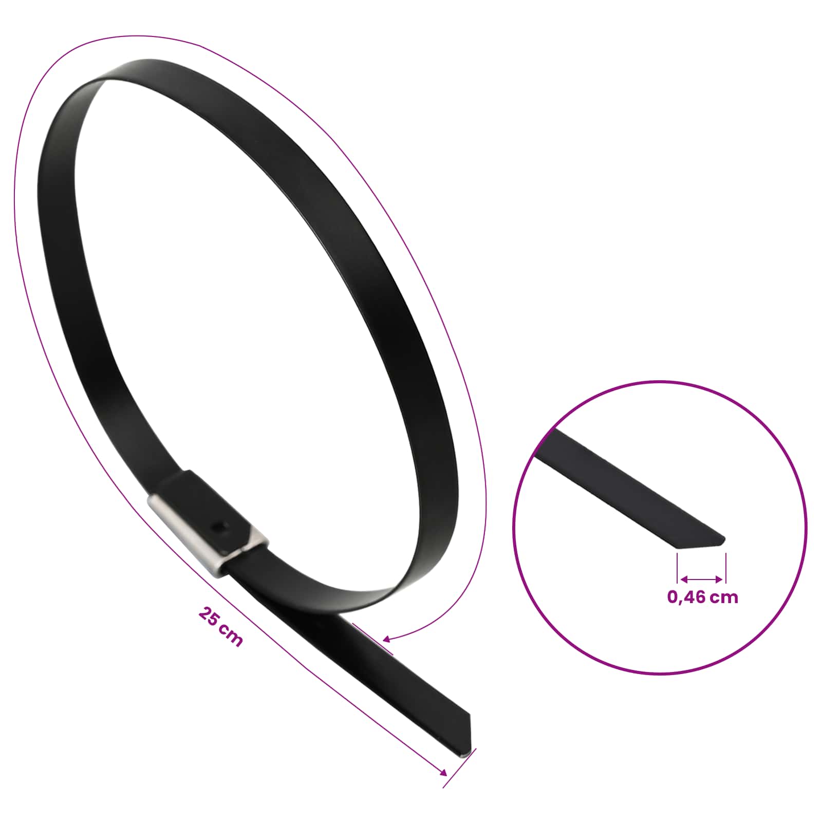 Veza za kabel 25 kom. 4,6 x 250 mm Crna
