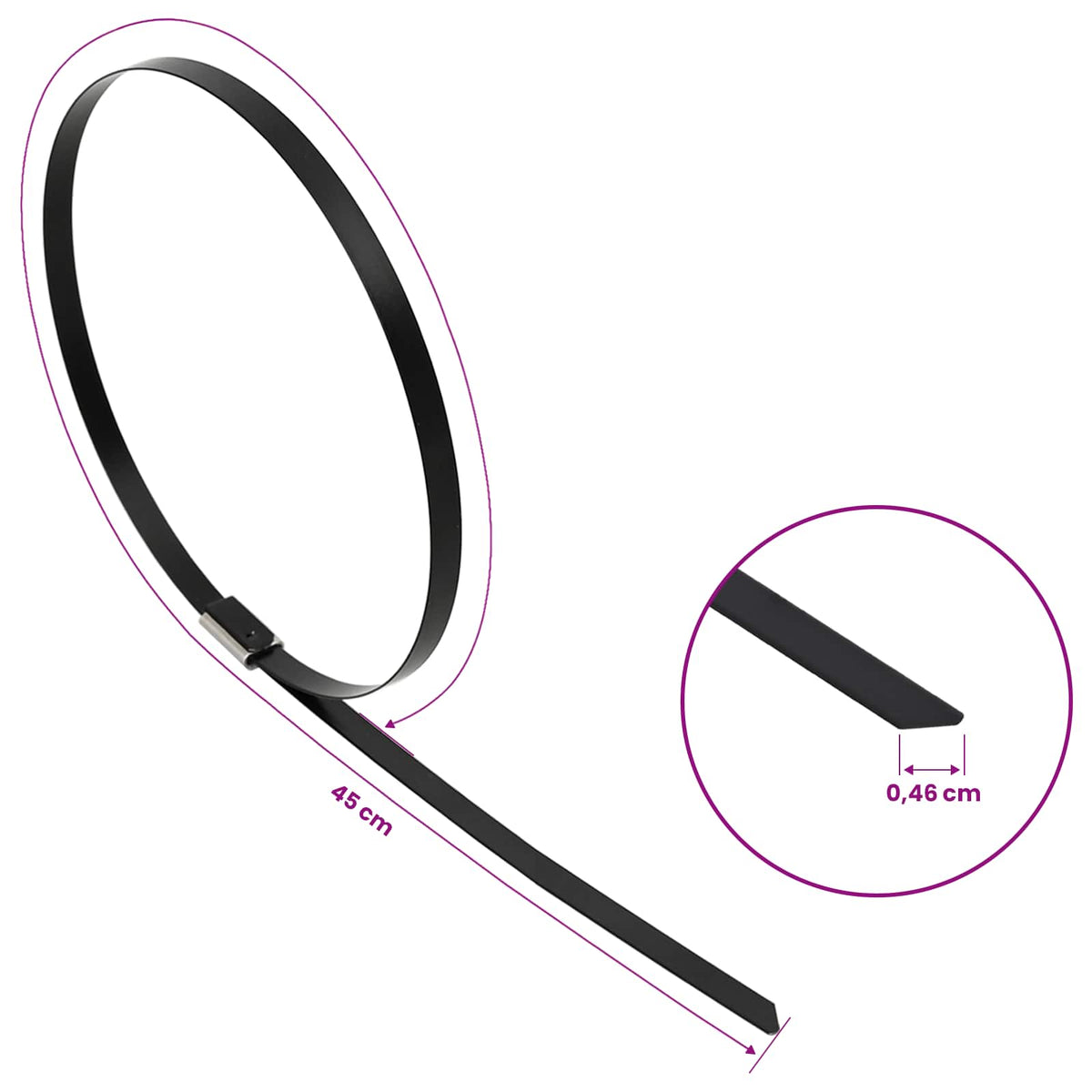 Veza za kabel 250 kom. 4,6 x 450 mm Crna