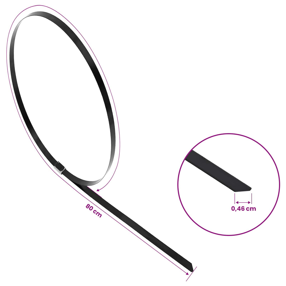 Veza za kabel 50 kom. 4,6 x 800 mm Crna