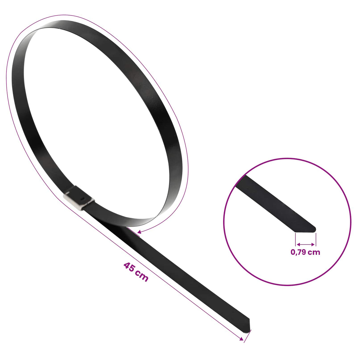 Veza za kabel 25 kom. 7,9 x 450 mm Crna