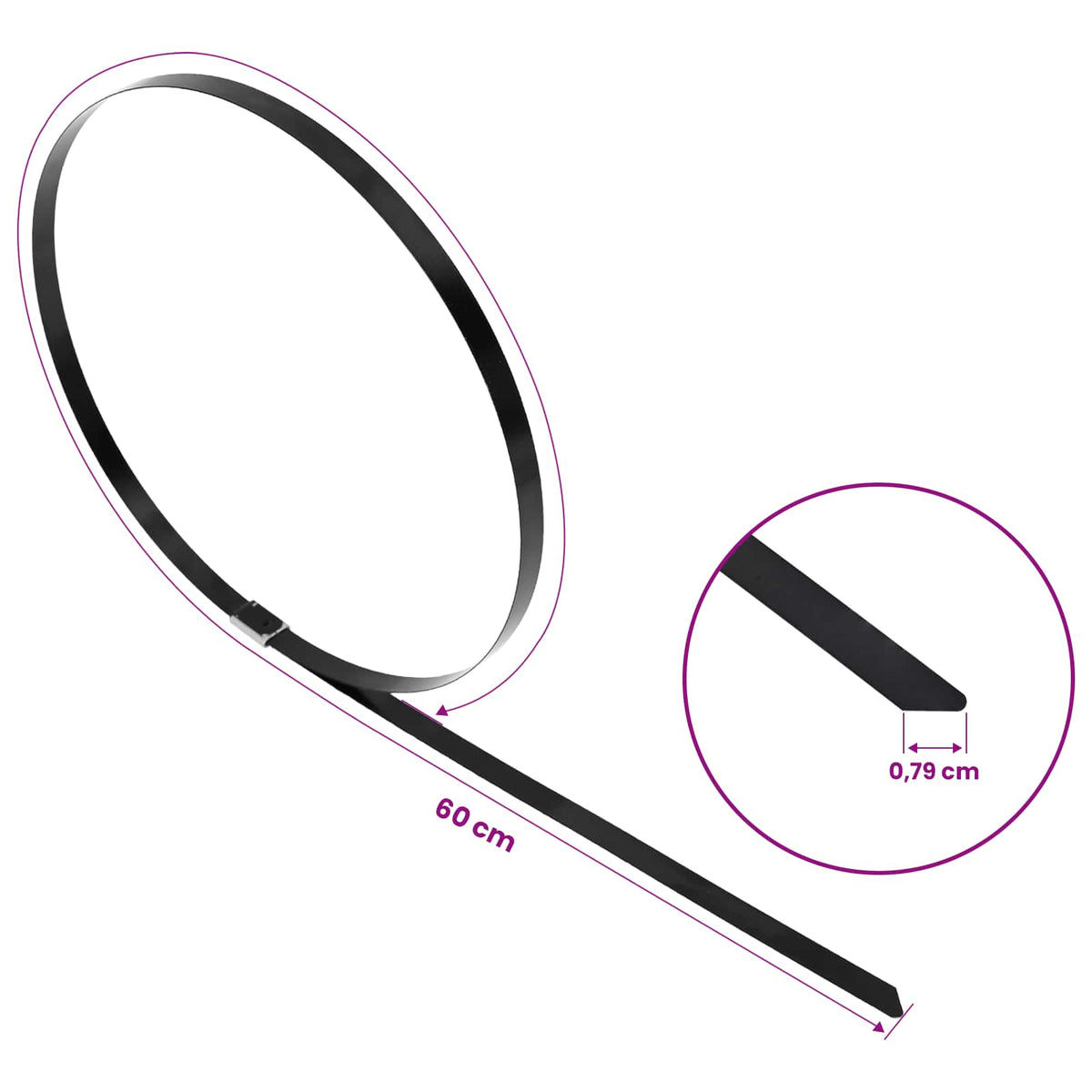 Veza za kabel 25 kom. 7,9 x 600 mm Crna