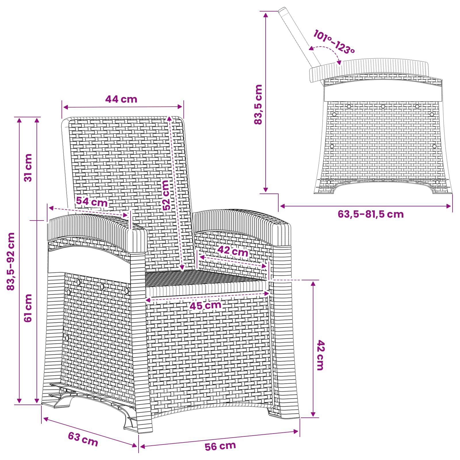 Ležaljka za vrt s izgledom ratana 2 pcs Svjetlosiva PP