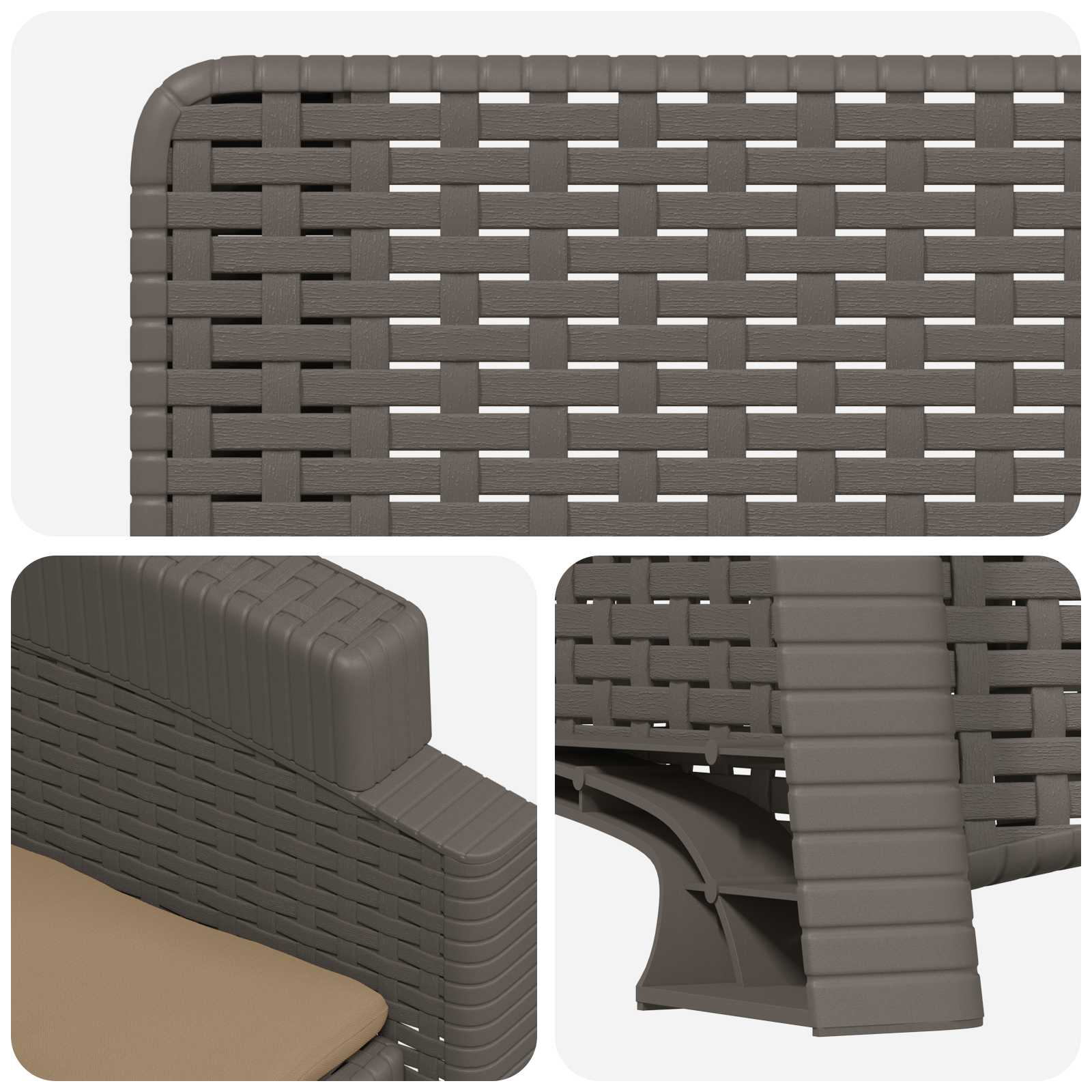 Ležaljka za vrt s izgledom ratana 2 pcs Svijetlosiva i taupe PP