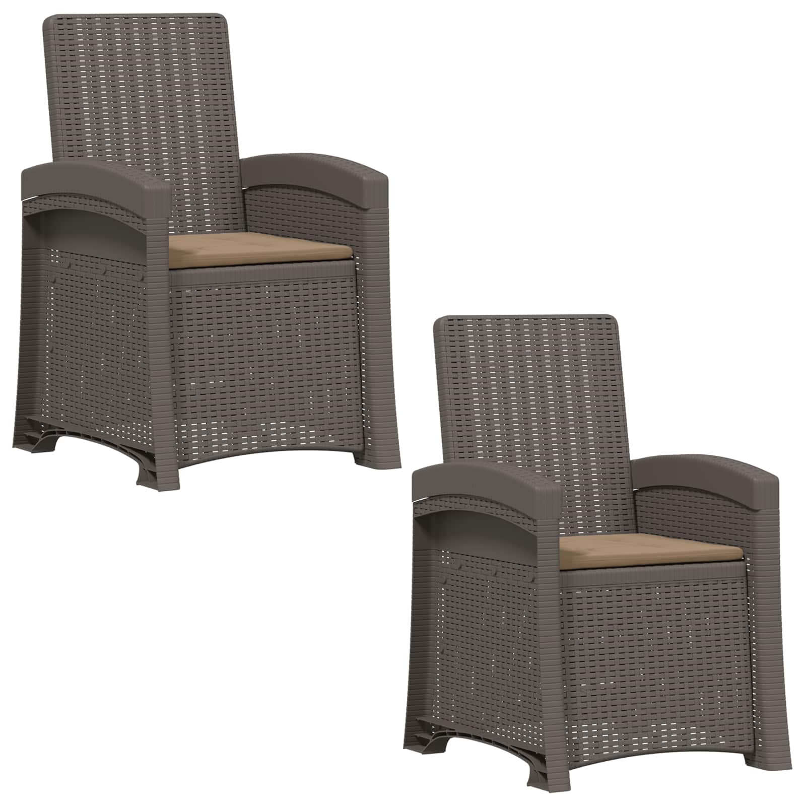 Ležaljka za vrt s izgledom ratana 2 pcs Svijetlosiva i taupe PP