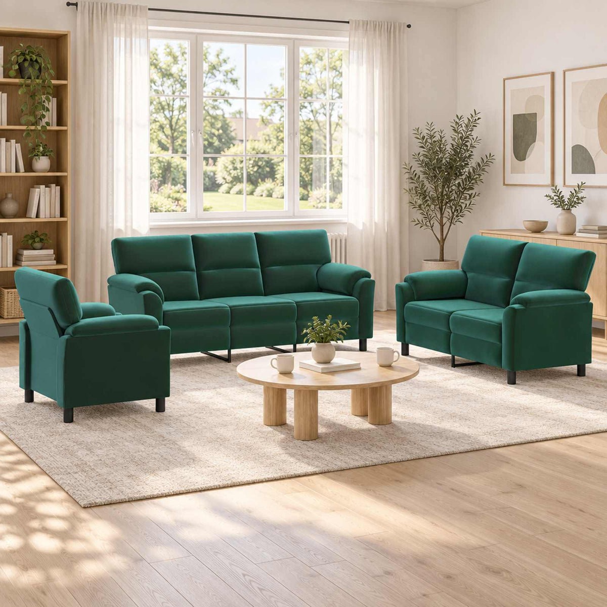 Set sofe 3 pcs Tamnozelena Baršun