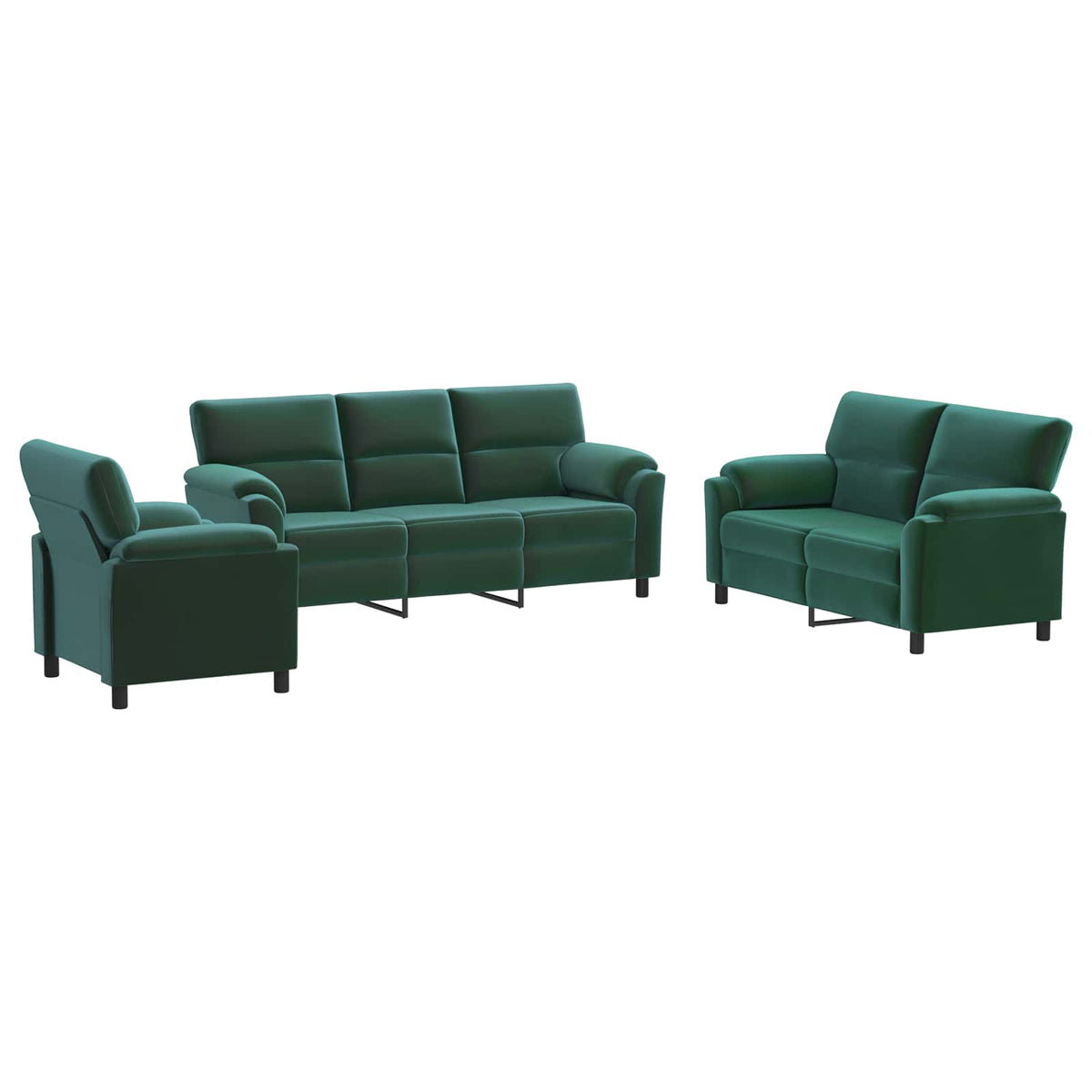 Set sofe 3 pcs Tamnozelena Baršun