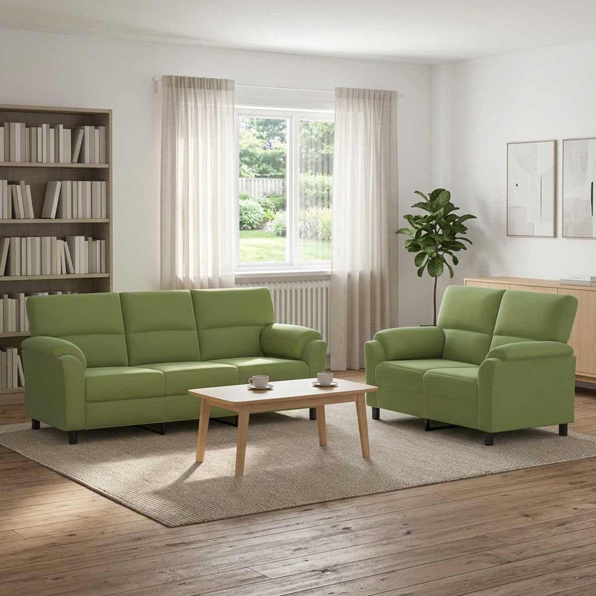 Set sofe 2 pcs Svijetlo zelena Baršun