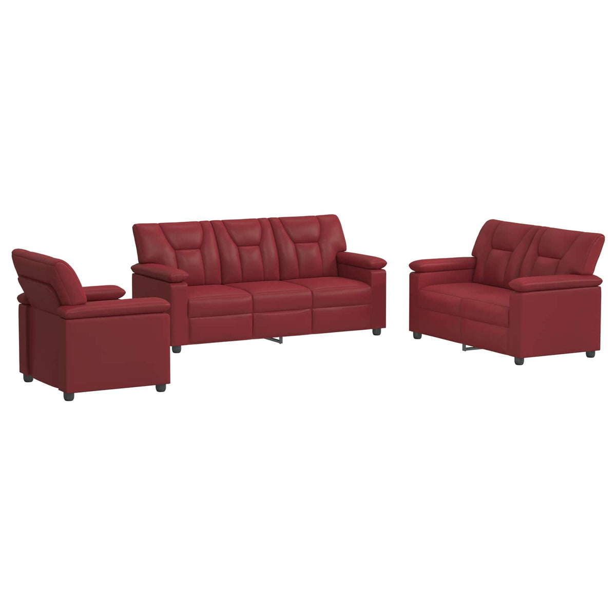 Set sofe 3 pcs Vinska crvena Umjetna koža