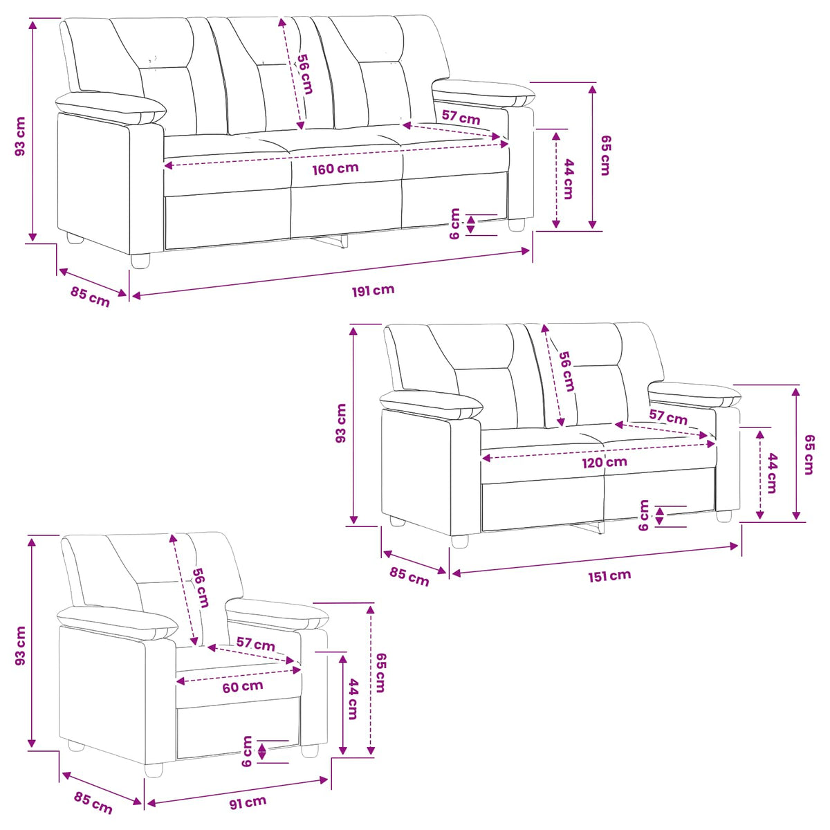 Set sofe 3 pcs Vinska crvena Umjetna koža