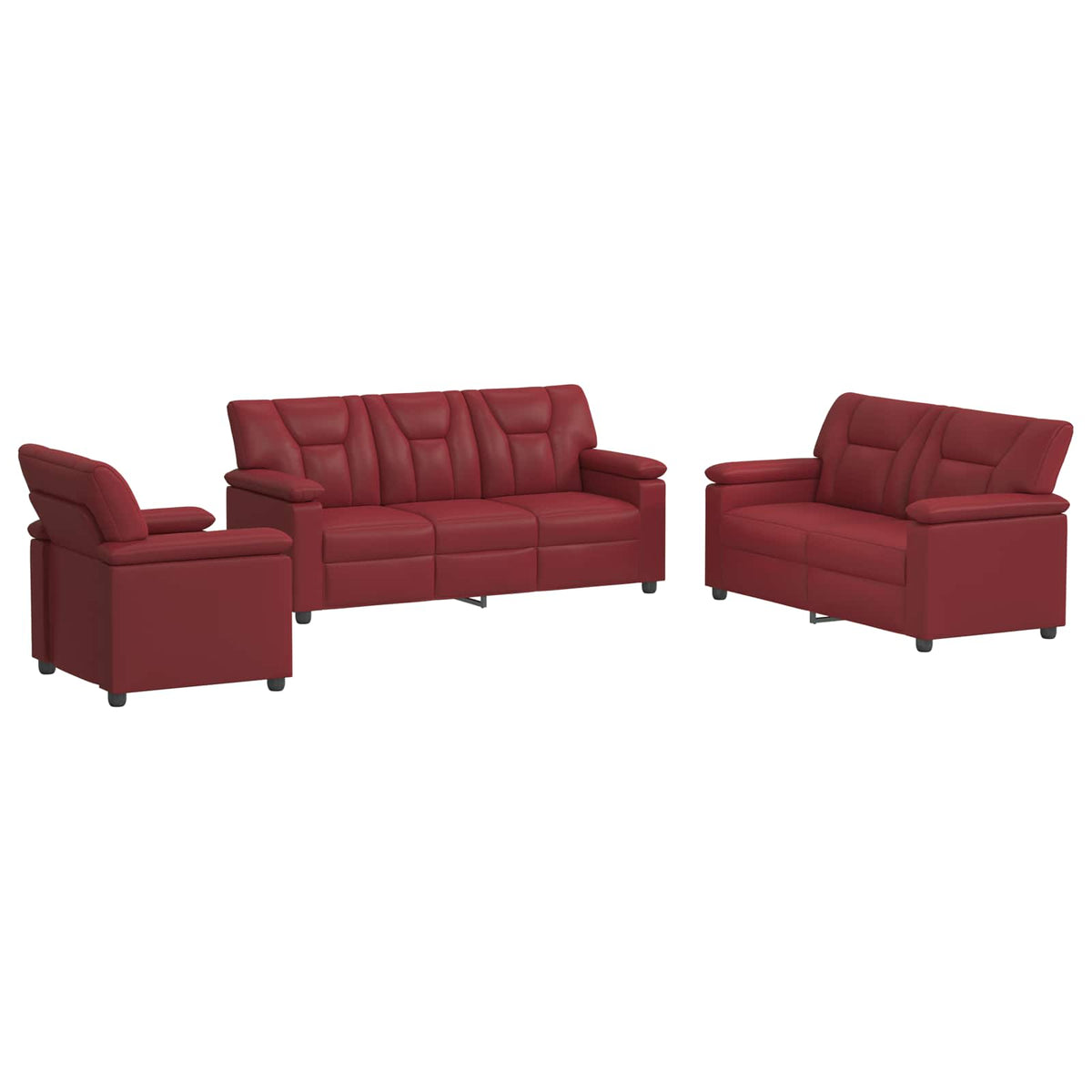 Set sofe 3 pcs Vinska crvena Umjetna koža