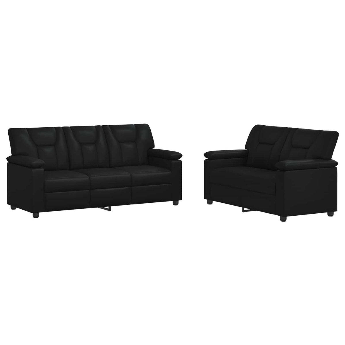 Set sofe 2 pcs Crna Umjetna koža