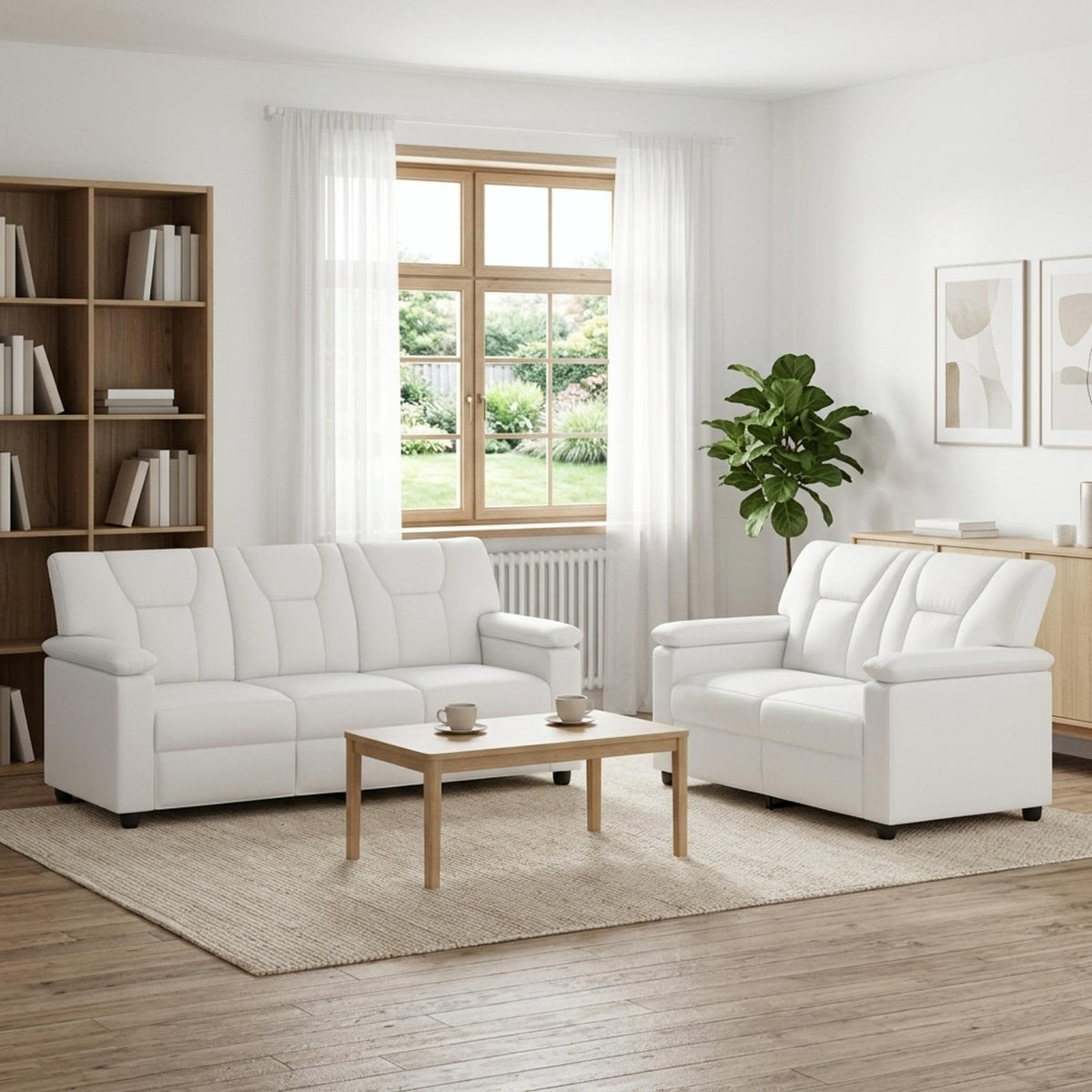Set sofe 2 pcs Bijela Umjetna koža