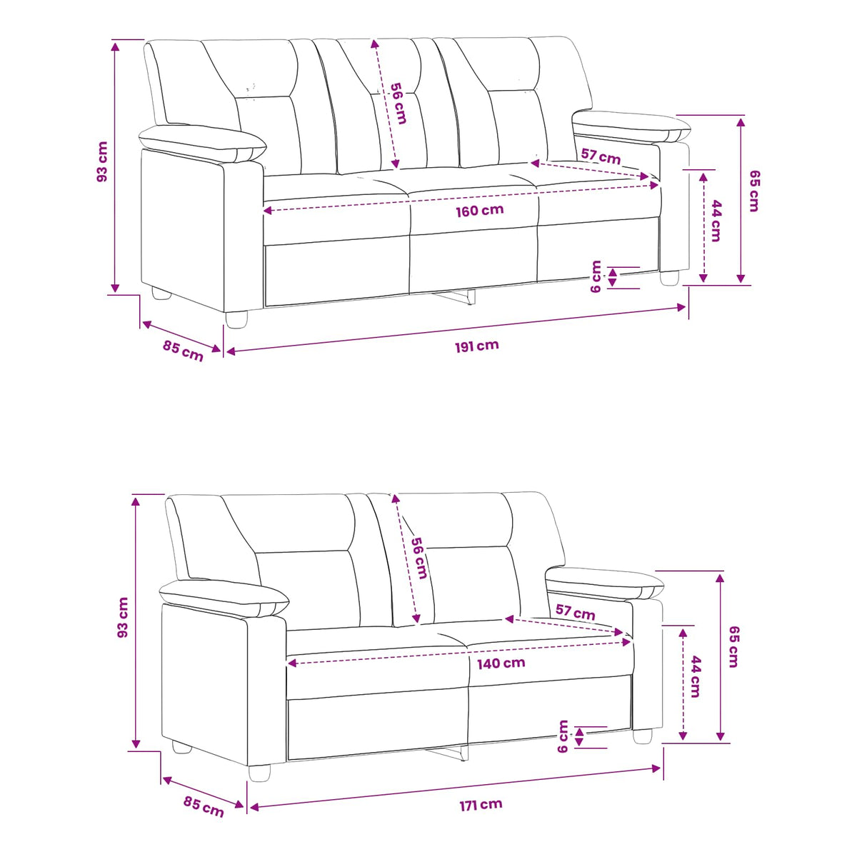 Set sofe 2 pcs Krem Umjetna koža