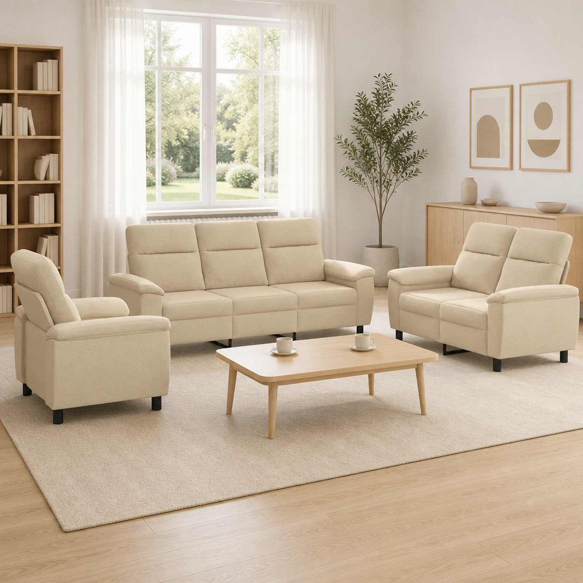 Set sofe 3 pcs Krem Tkanina