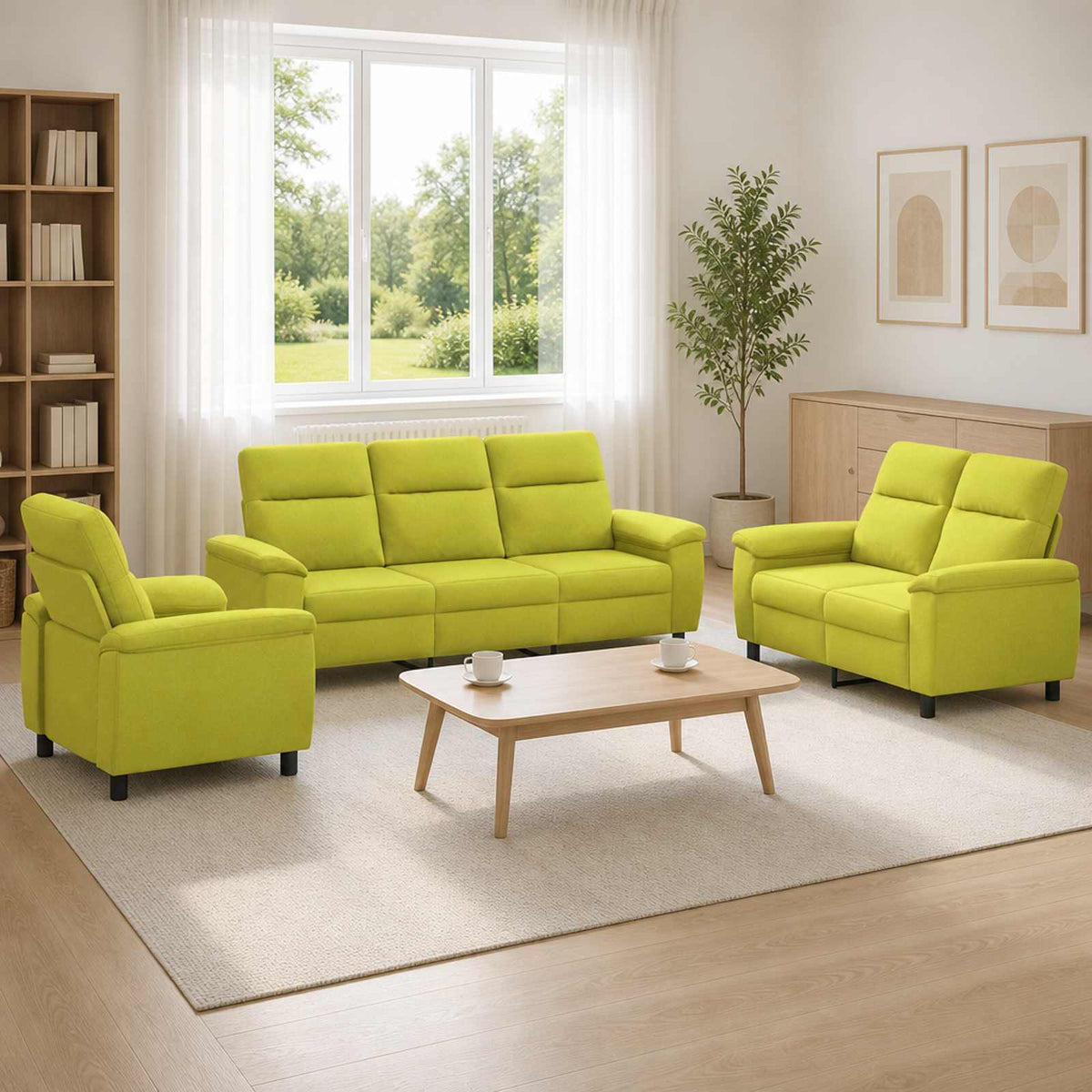Set sofe 3 pcs Svijetlo zelena Tkanina