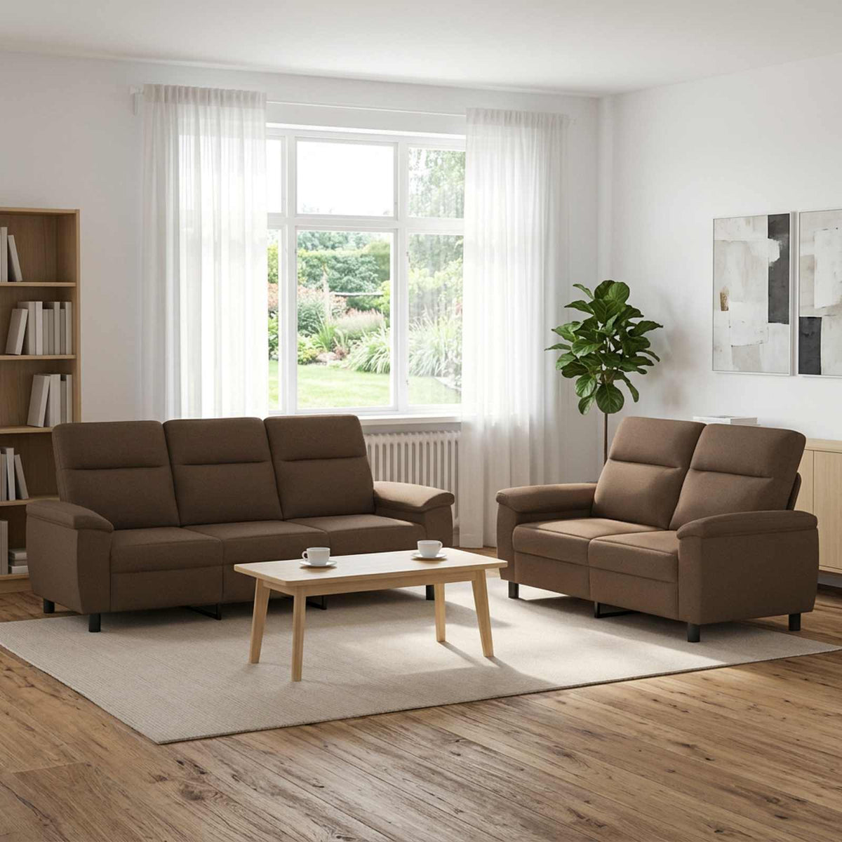 Set sofe 2 pcs Smeđa Tkanina