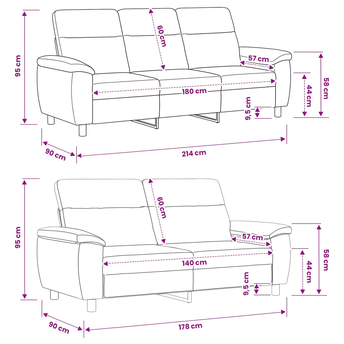 Set sofe 2 pcs Smeđa Tkanina