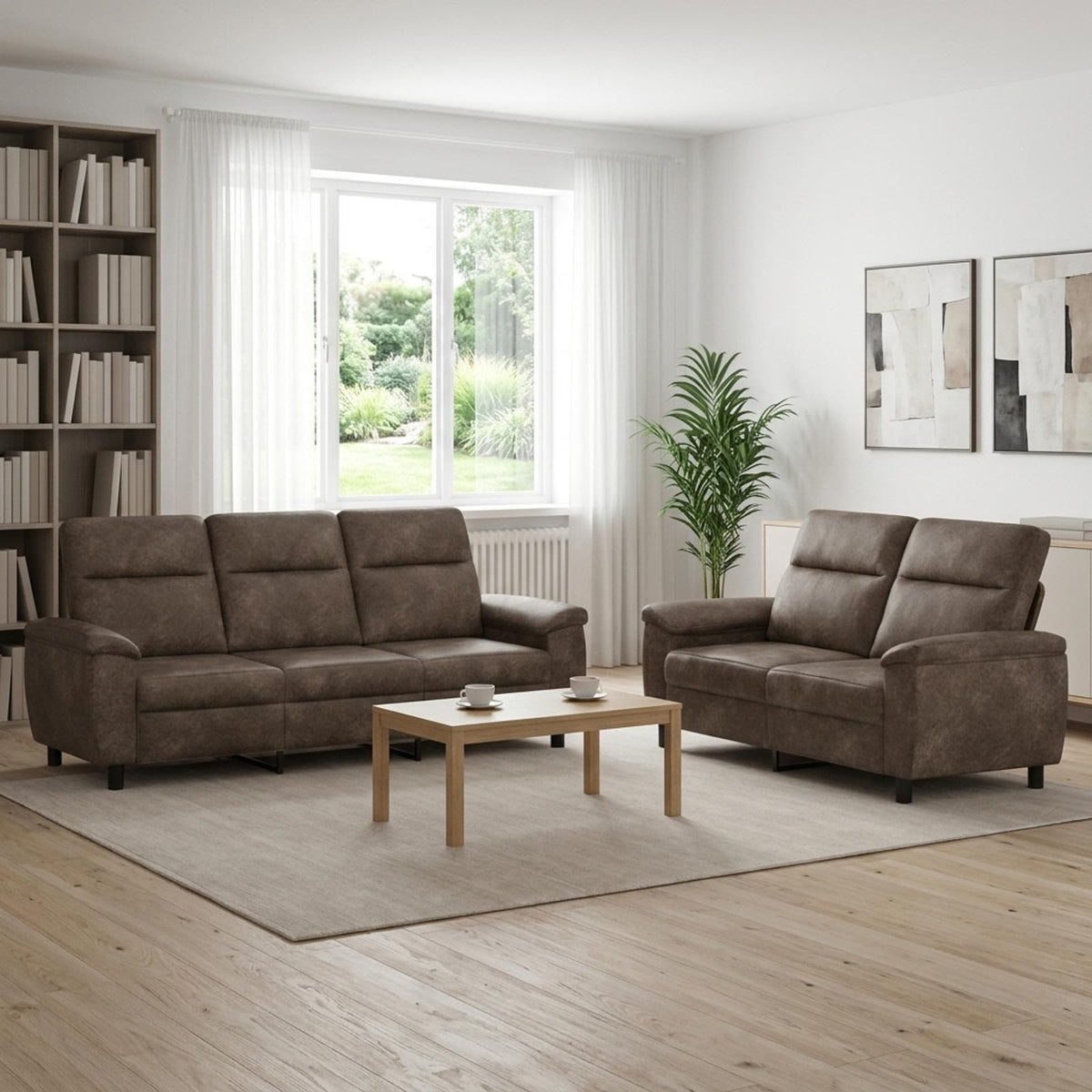 Set sofe 2 pcs Tamnosiva Umetnička suknja koža